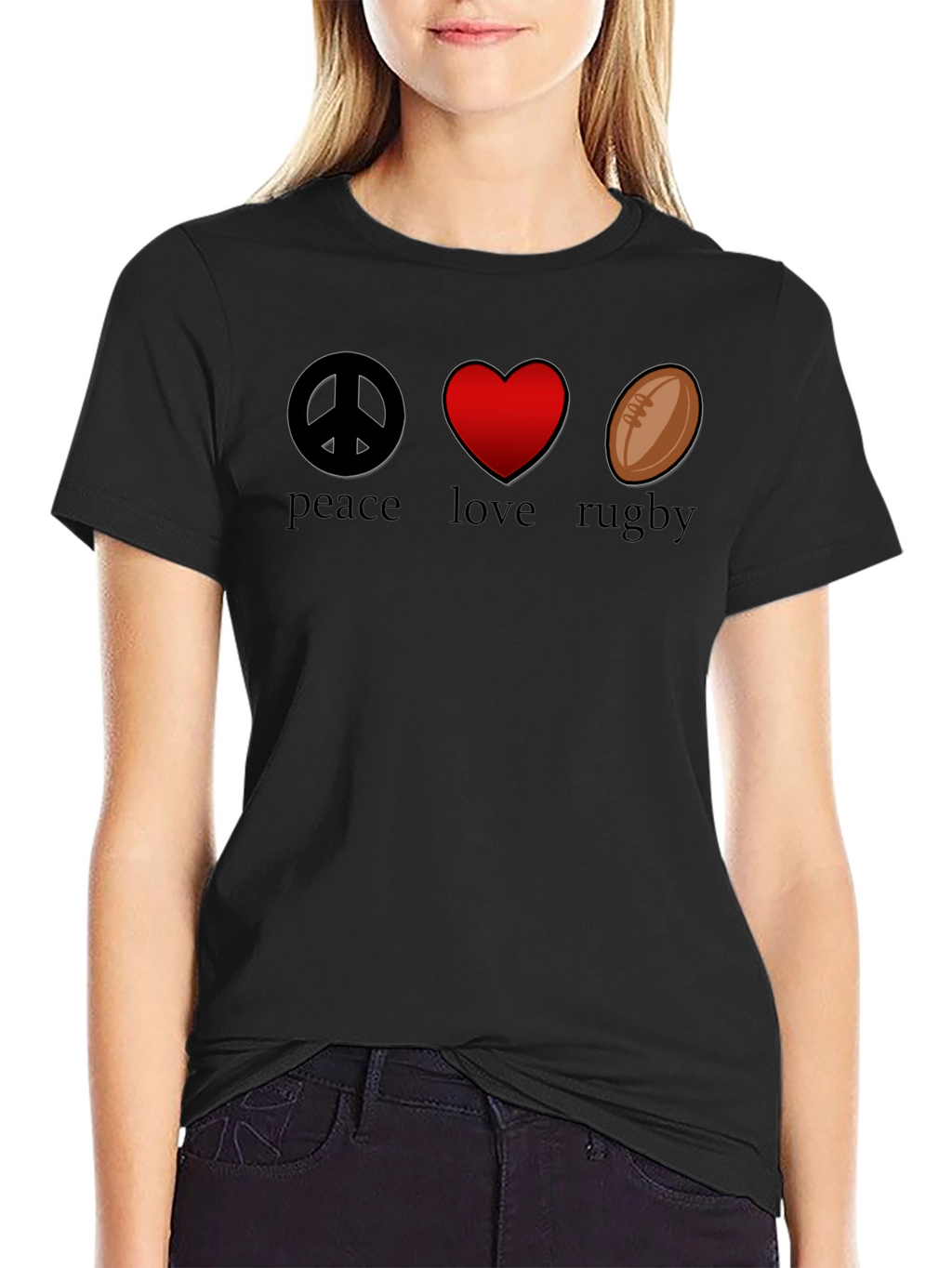 Peace Love Rugby Graphic T-Shirt