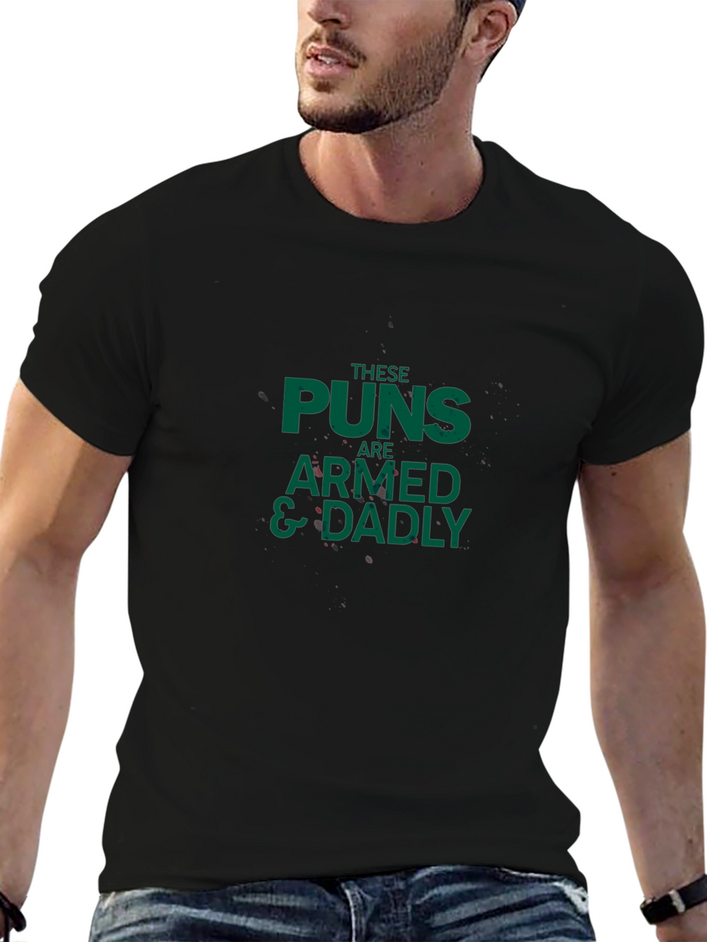 These Puns are Armed and Dadly Mens Black T-Shirt