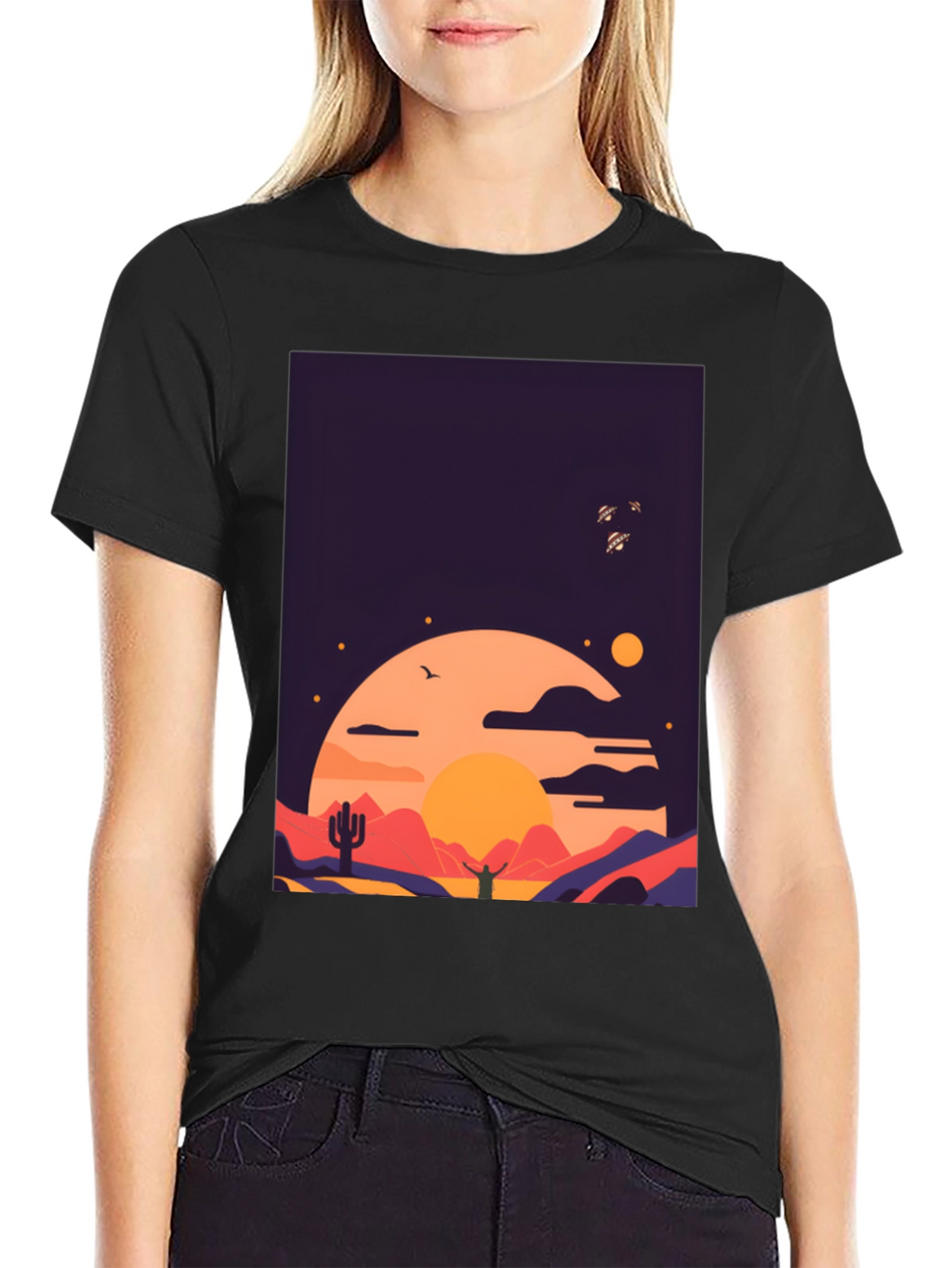 Desert Sunset Graphic Tee - Stylish Cotton T-Shirt