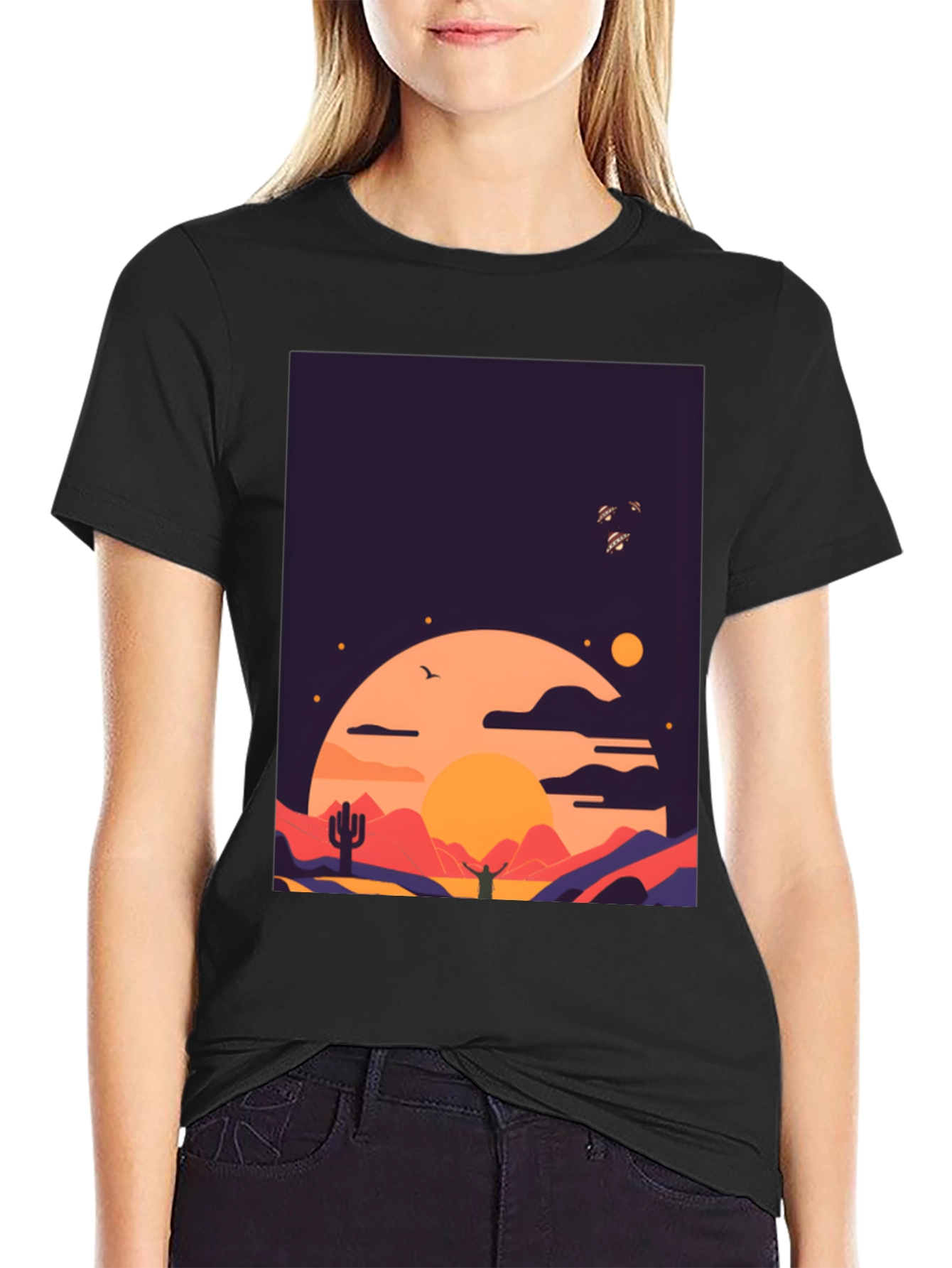 Desert Sunset Graphic Tee - Stylish Cotton T-Shirt