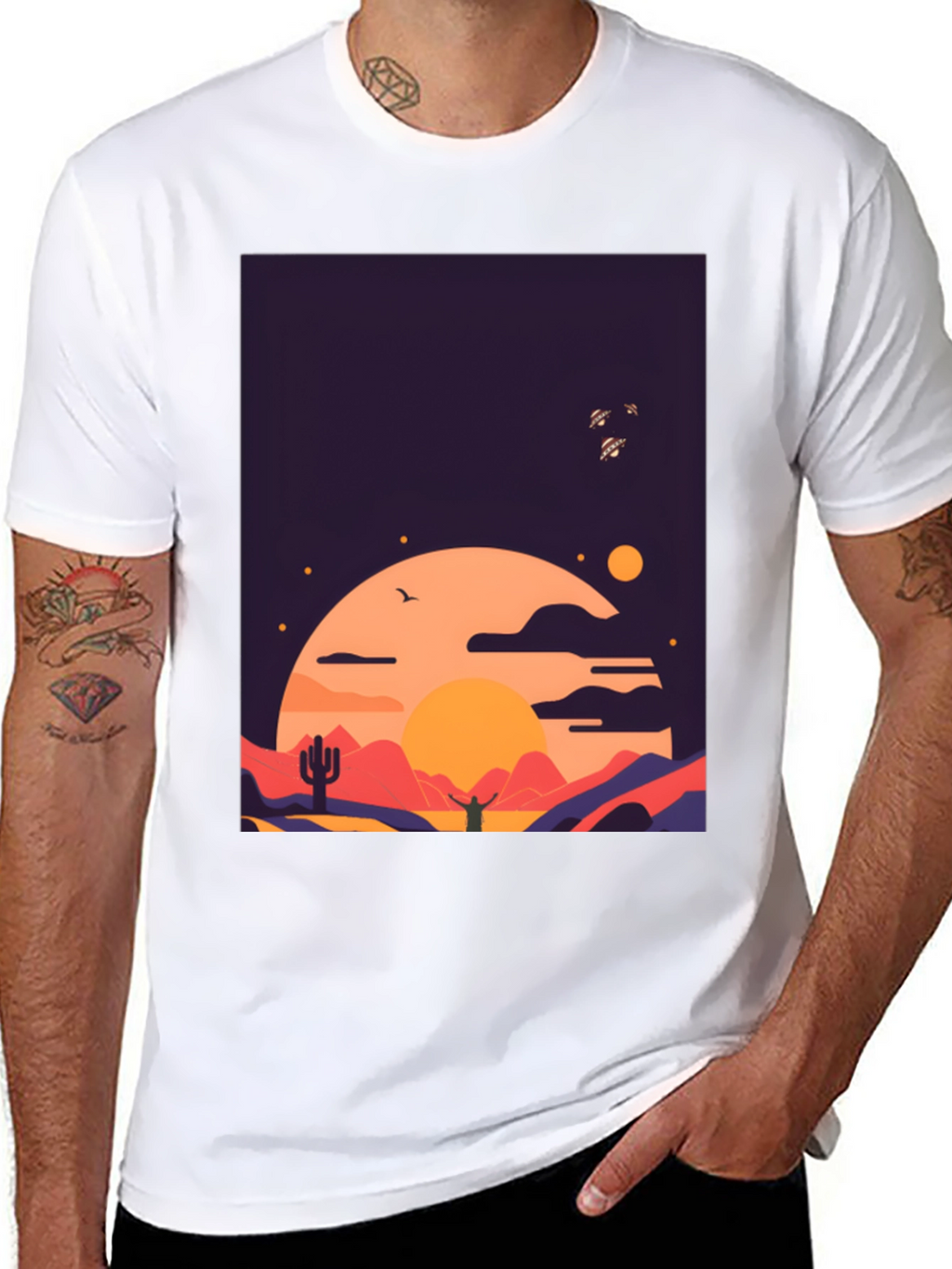 Desert Sunset Graphic Tee - Stylish Cotton T-Shirt