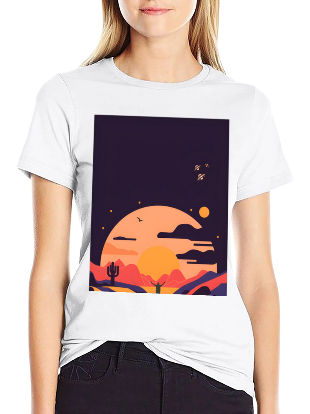 Desert Sunset Graphic Tee - Stylish Cotton T-Shirt