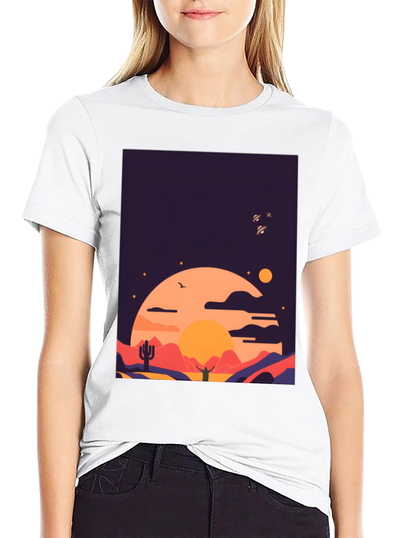 Desert Sunset Graphic Tee - Stylish Cotton T-Shirt
