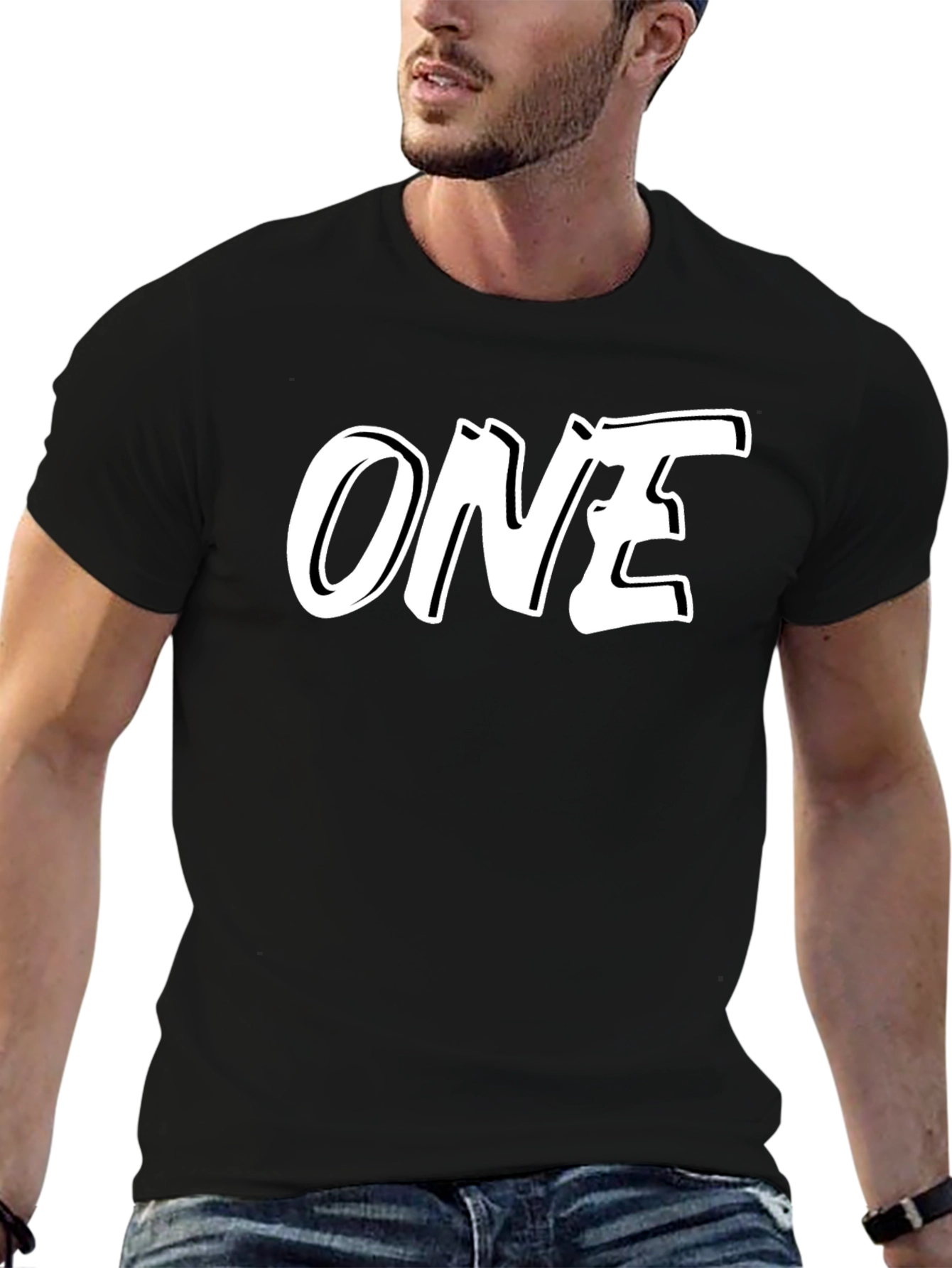 Bold ONE Graphic Tee - Black Cotton Blend