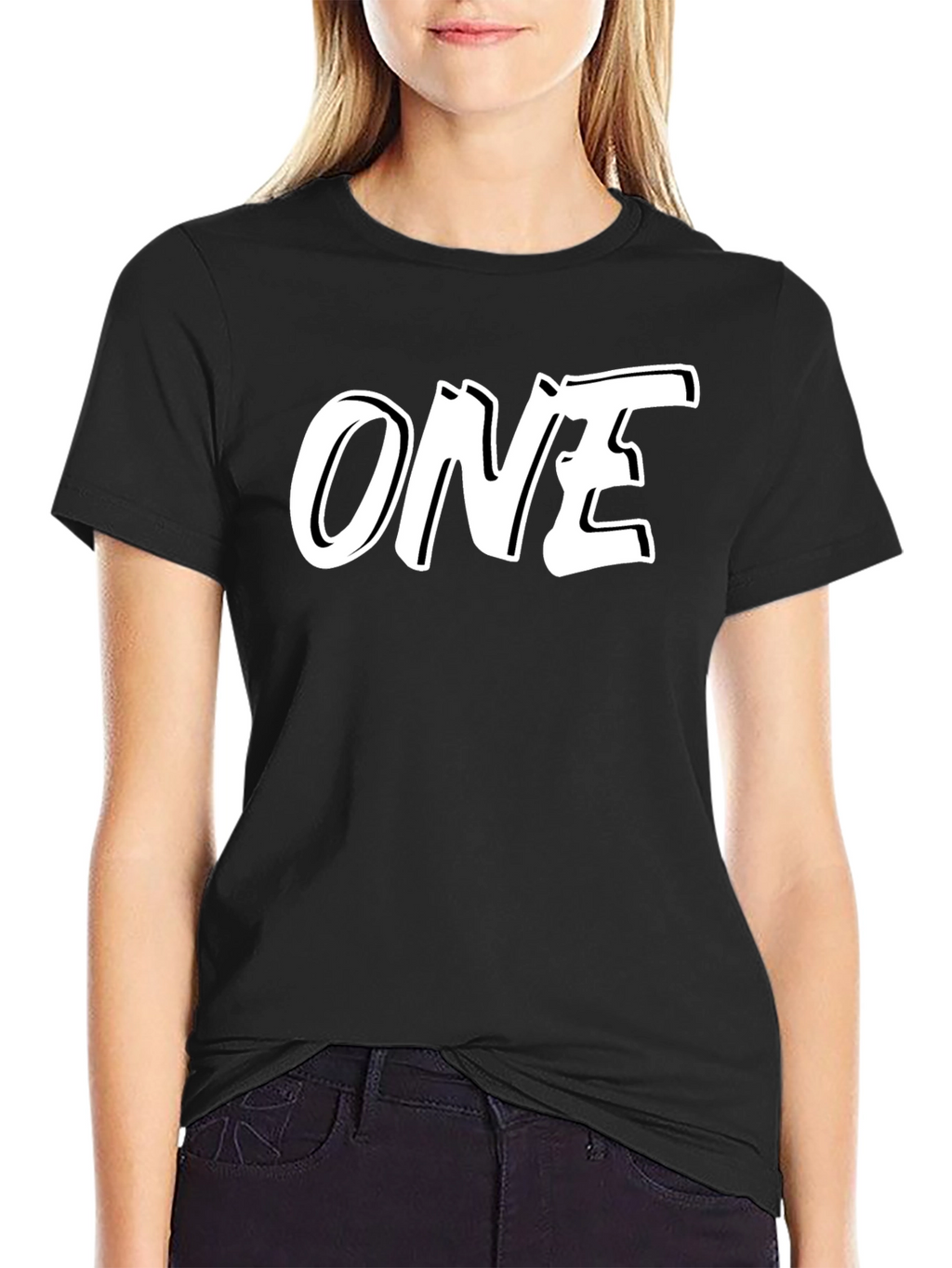 Bold ONE Graphic Tee - Black Cotton Blend