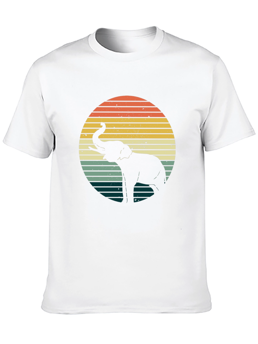 Retro Elephant Sunset Graphic Tee - Black