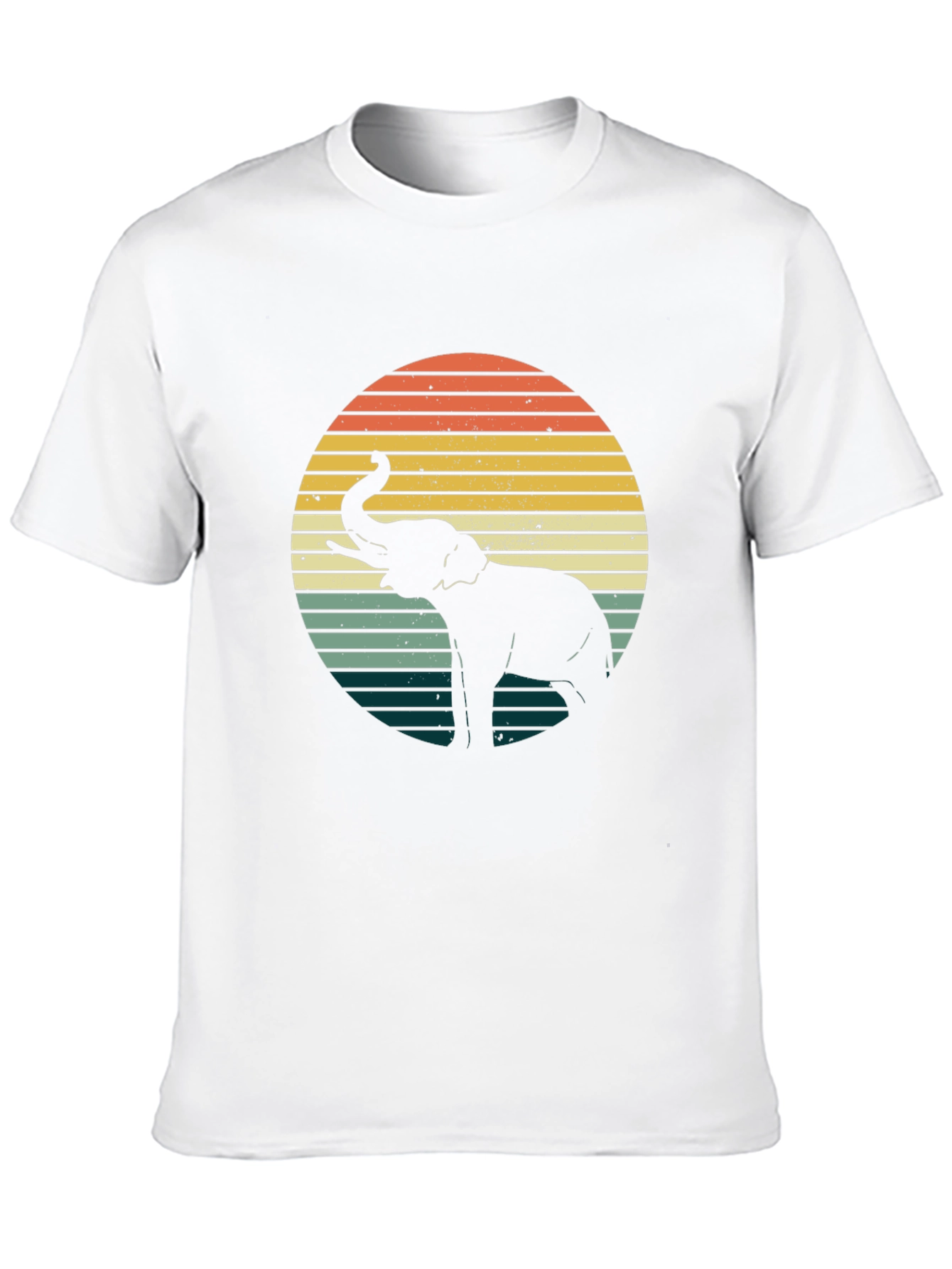 Retro Elephant Sunset Graphic Tee - Black
