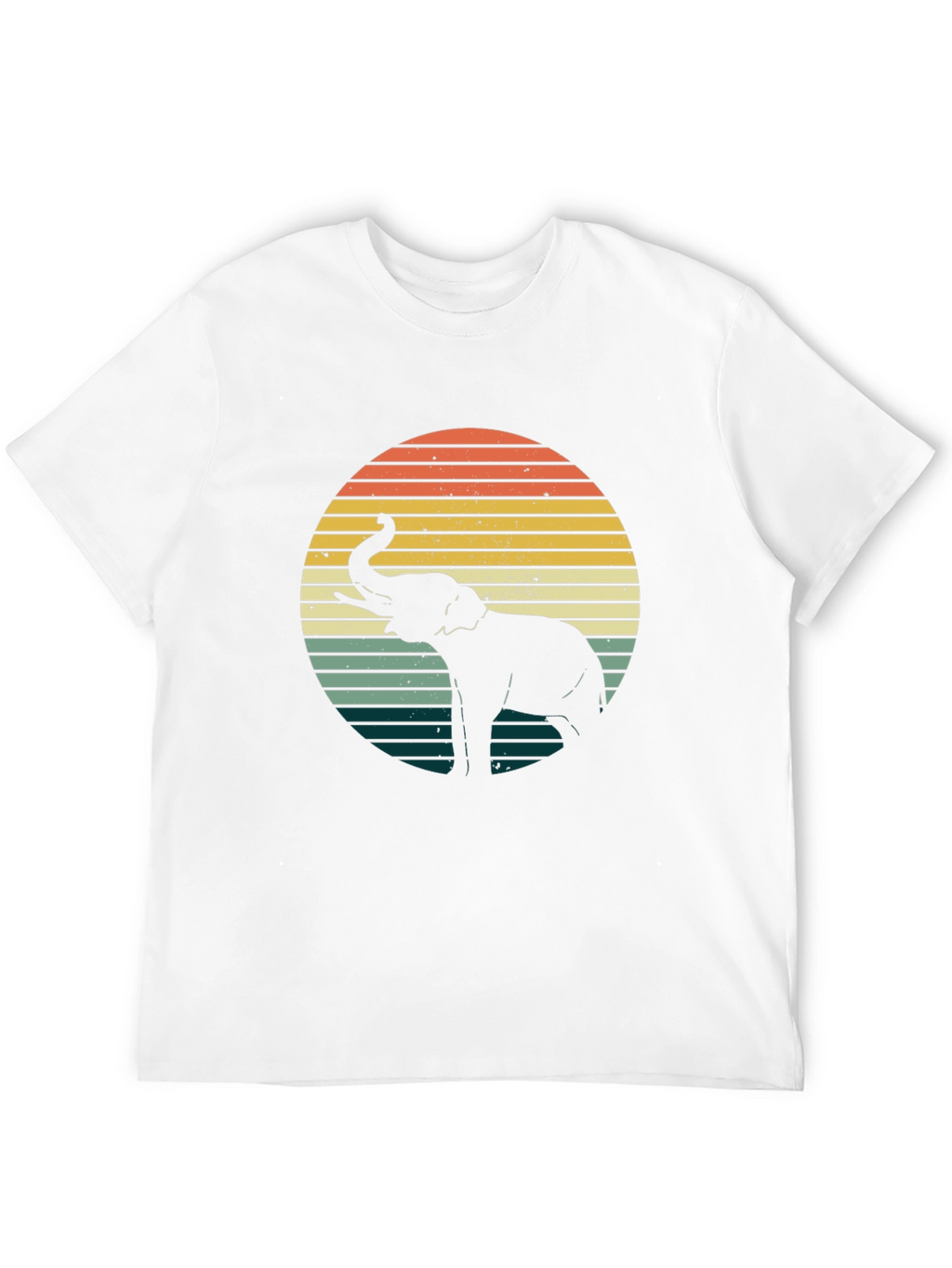 Retro Elephant Sunset Graphic Tee - Black