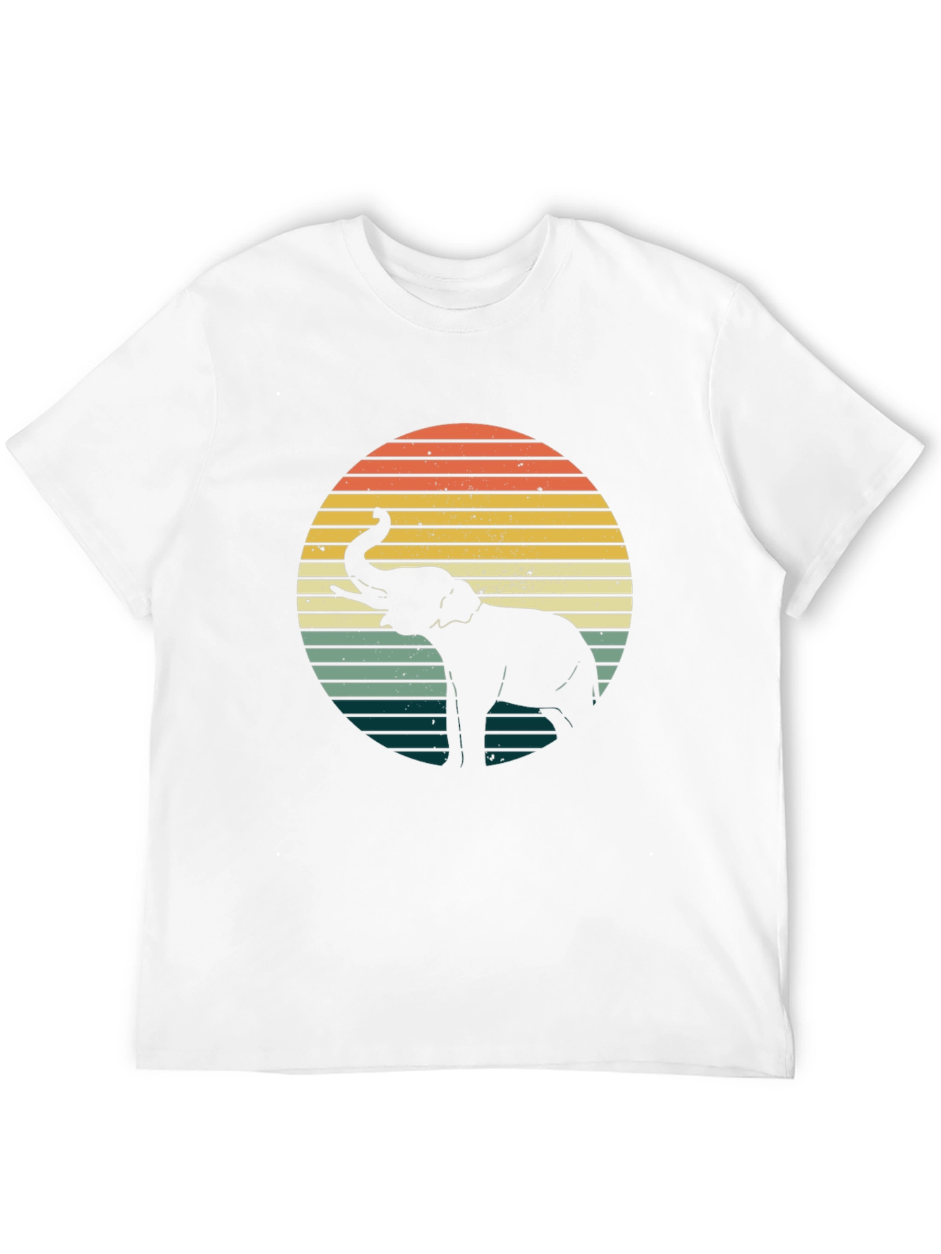 Retro Elephant Sunset Graphic Tee - Black