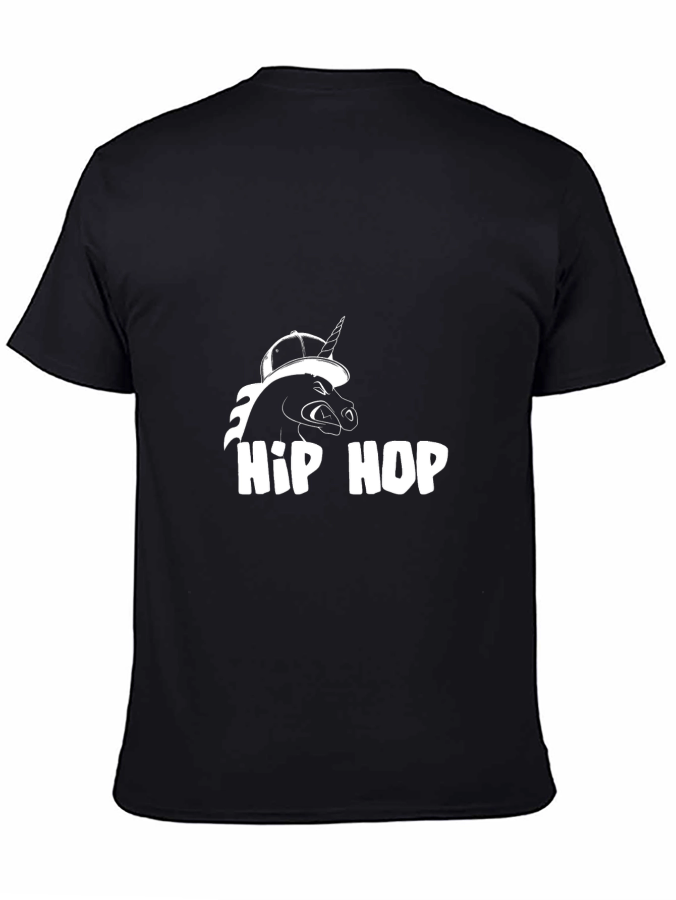 Hip Hop Unicorn Black Cotton Graphic T-Shirt
