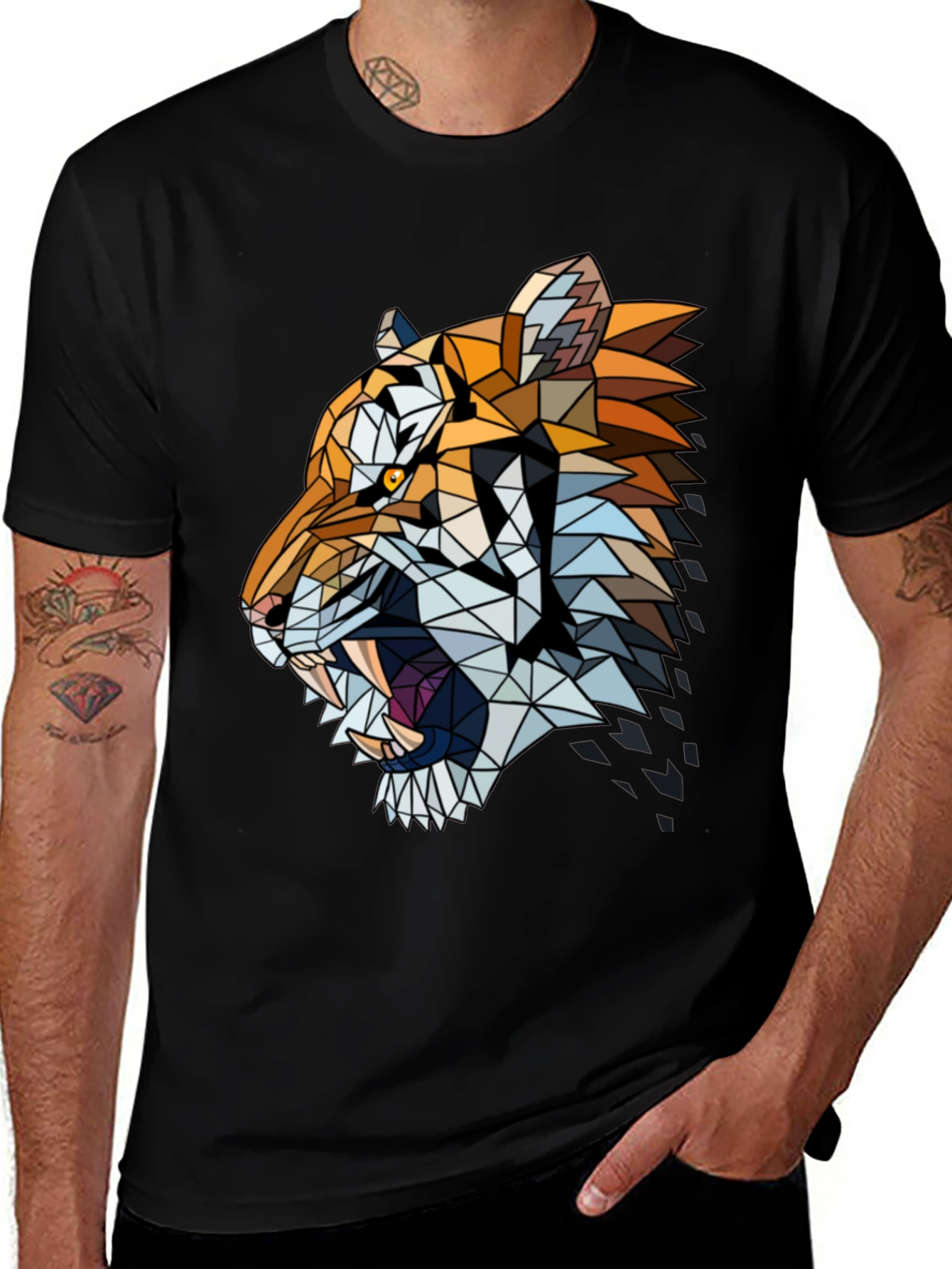 Geometric Tiger Graphic Print Tee