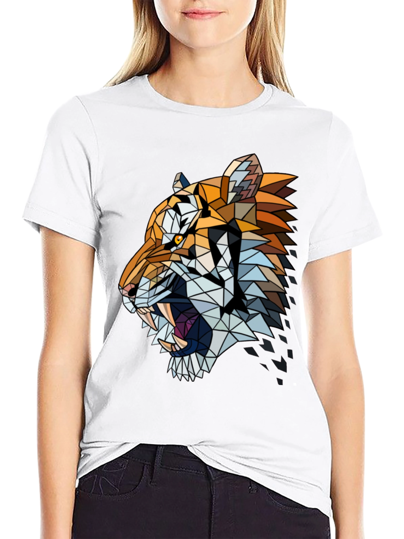 Geometric Tiger Graphic Print Tee