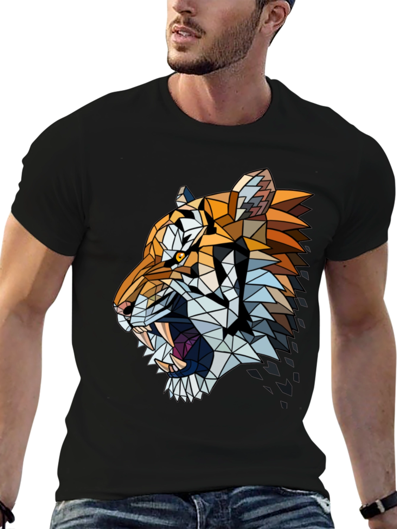 Geometric Tiger Graphic Print Tee