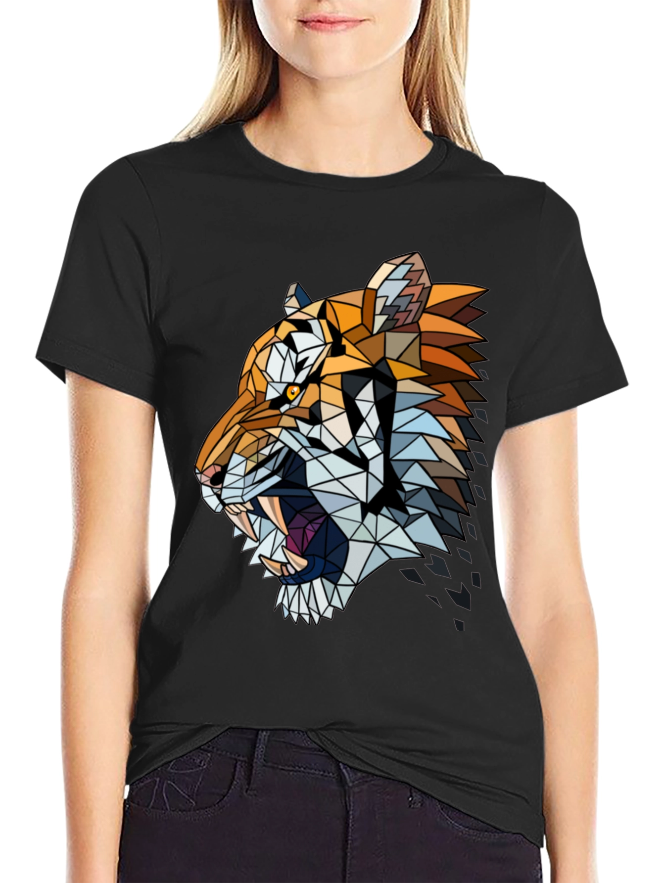 Geometric Tiger Graphic Print Tee