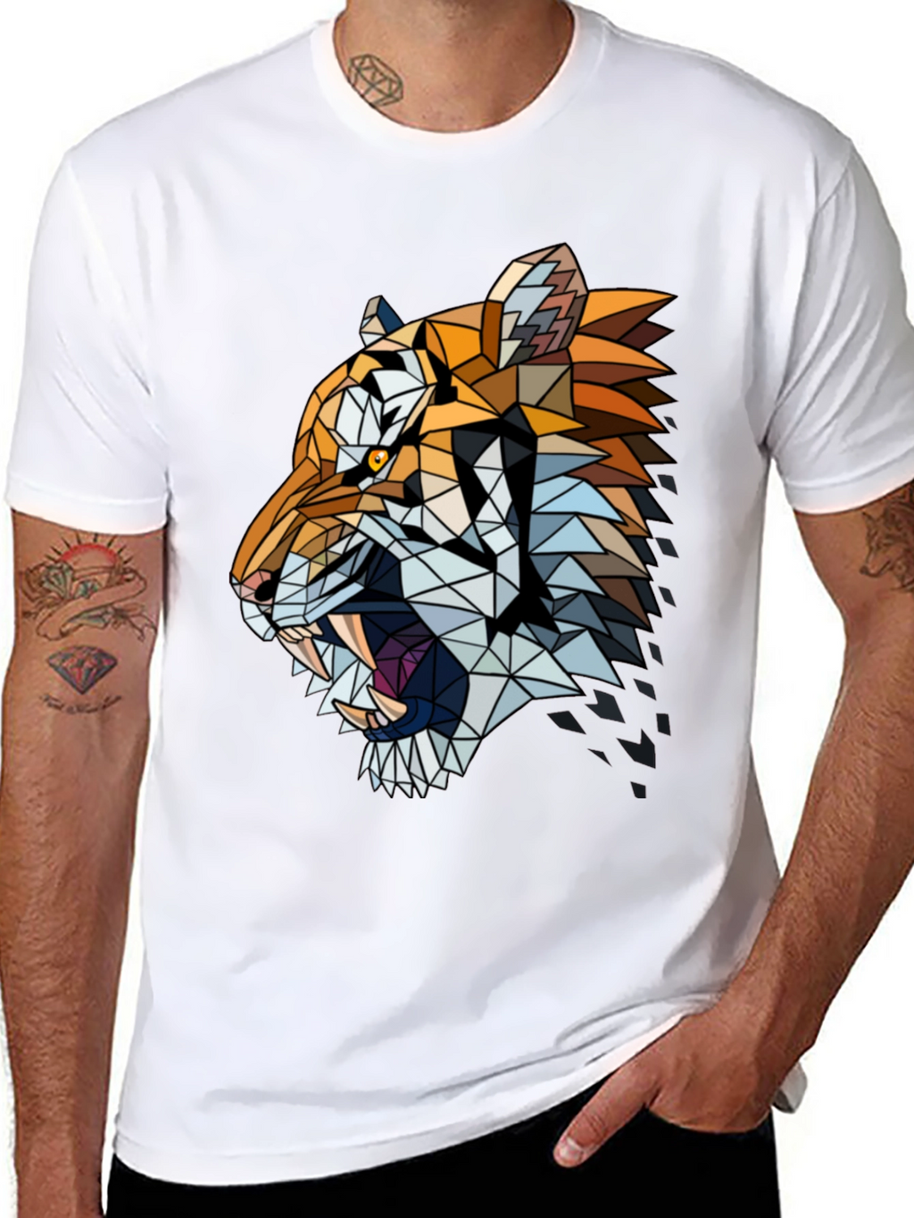 Geometric Tiger Graphic Print Tee