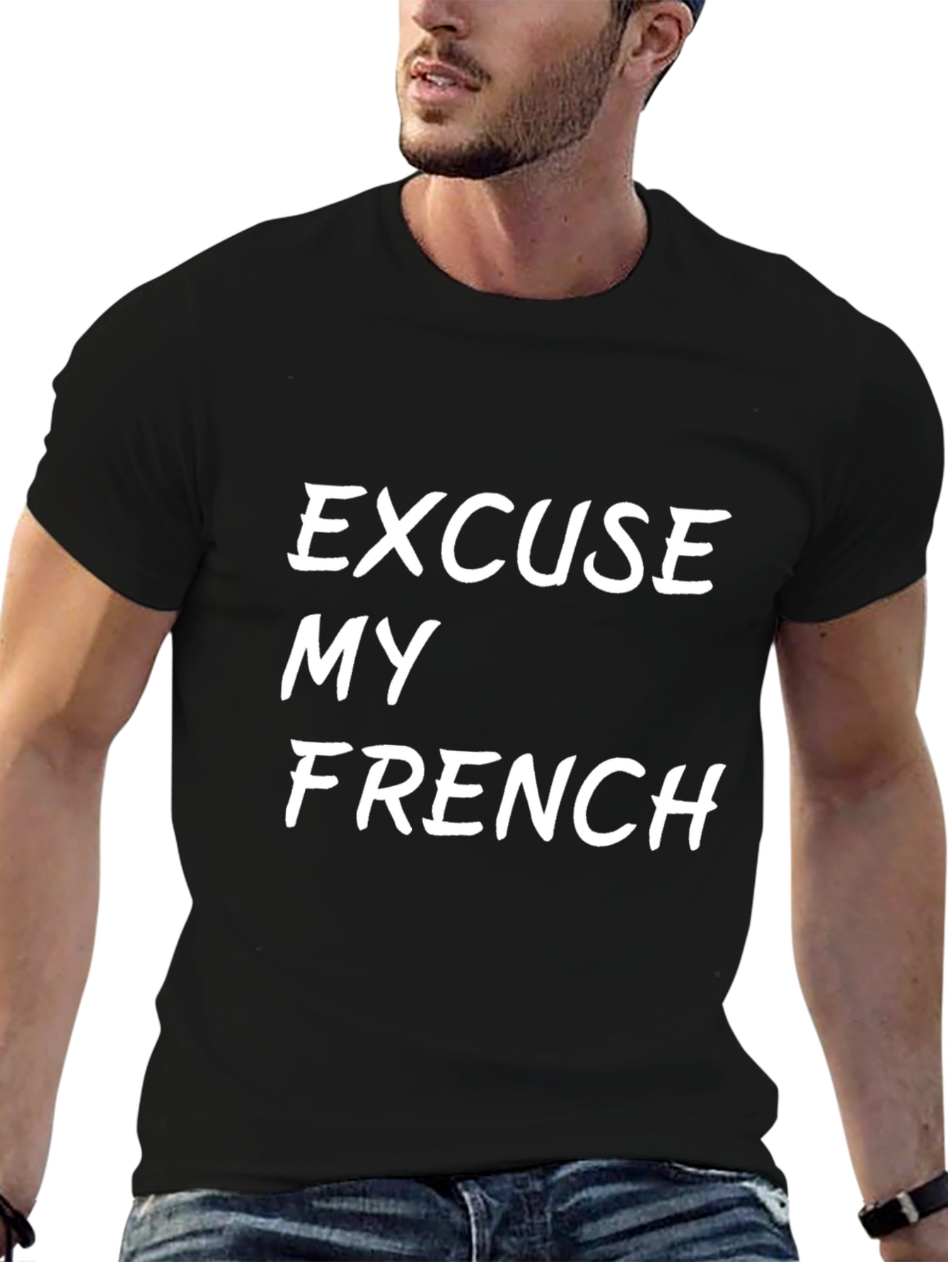Excuse My French Graphic Tee - Black Cotton T-Shirt