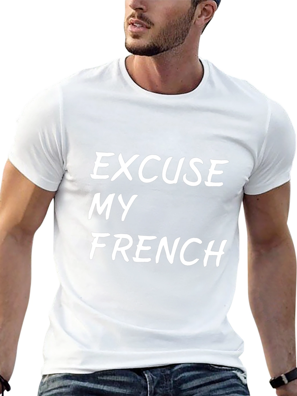Excuse My French Graphic Tee - Black Cotton T-Shirt