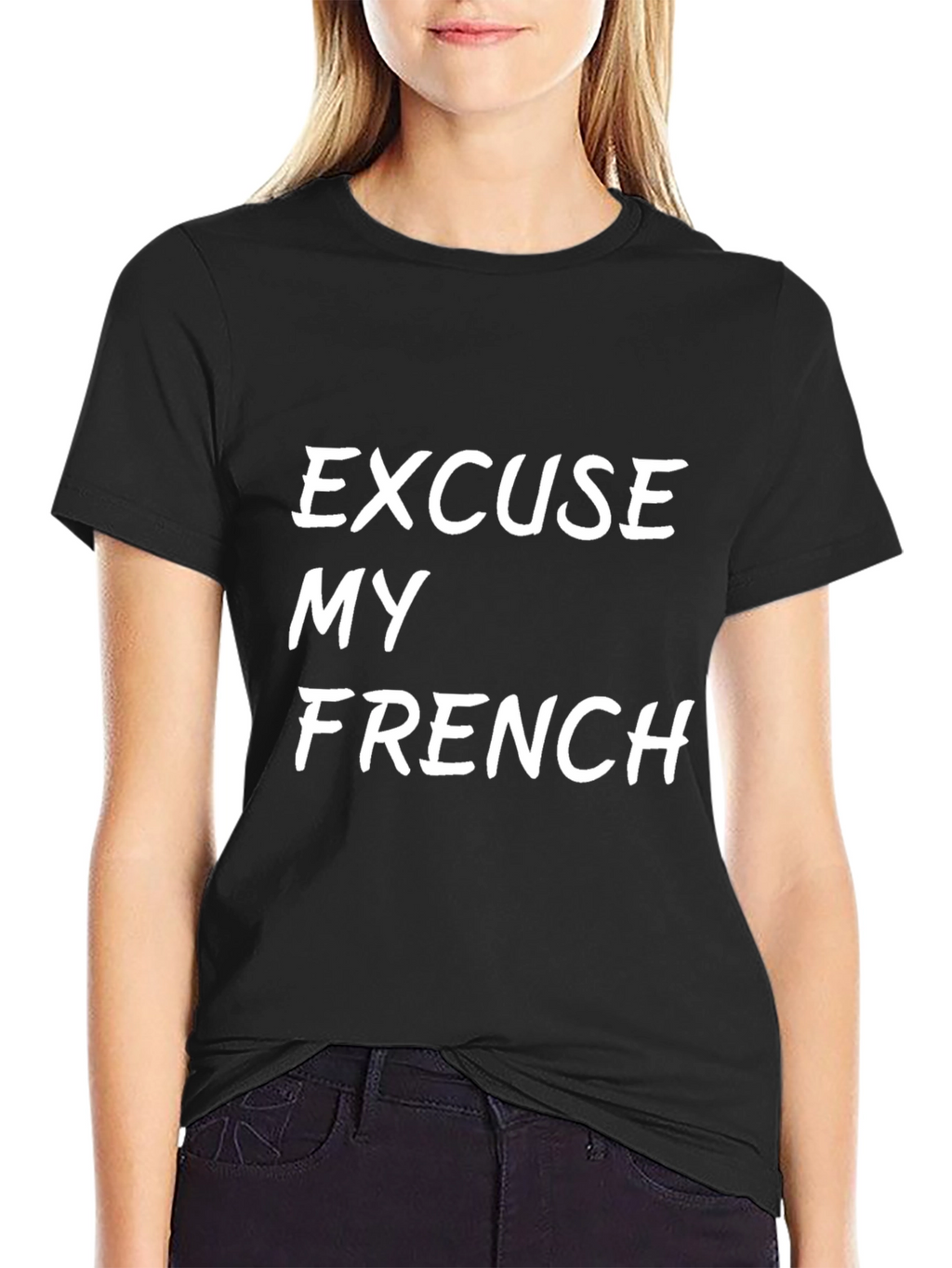 Excuse My French Graphic Tee - Black Cotton T-Shirt