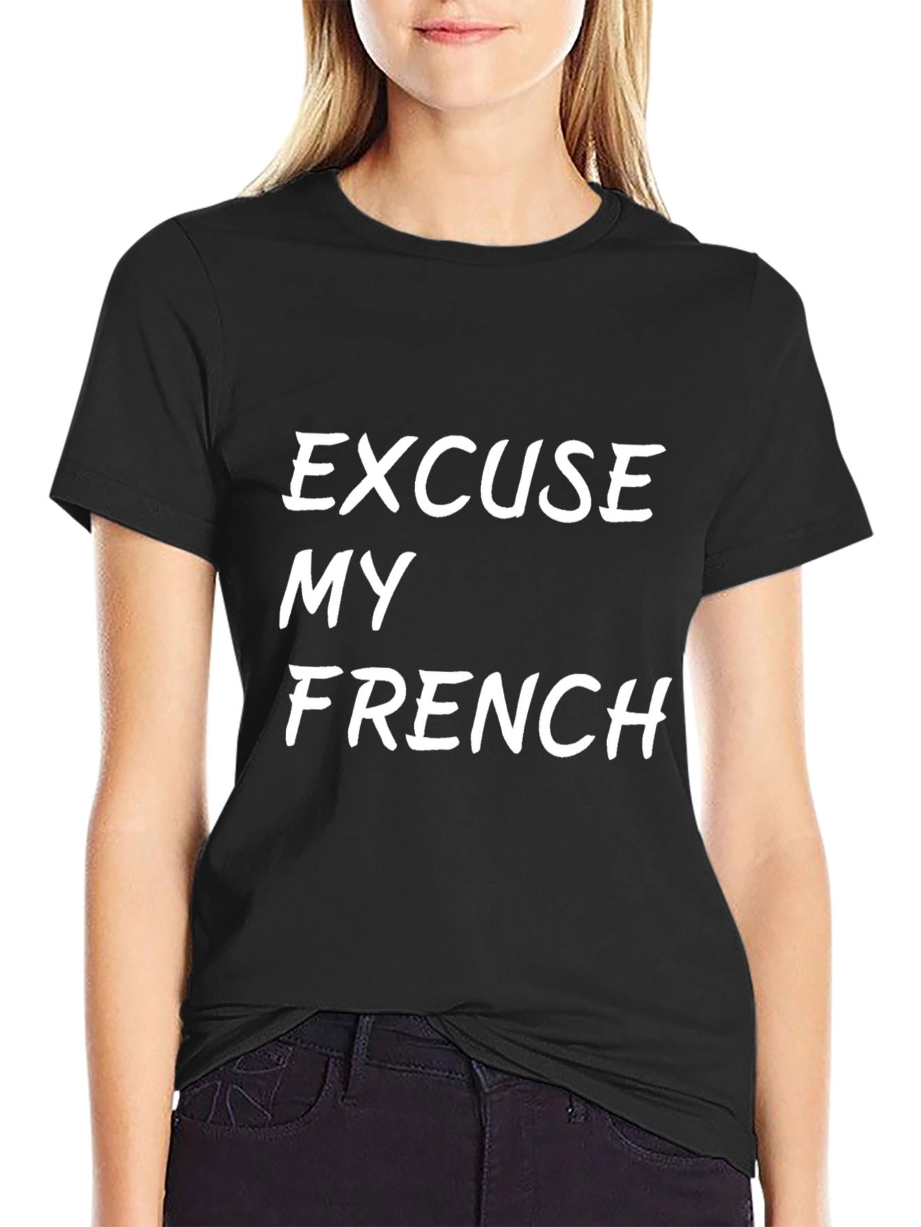 Excuse My French Graphic Tee - Black Cotton T-Shirt