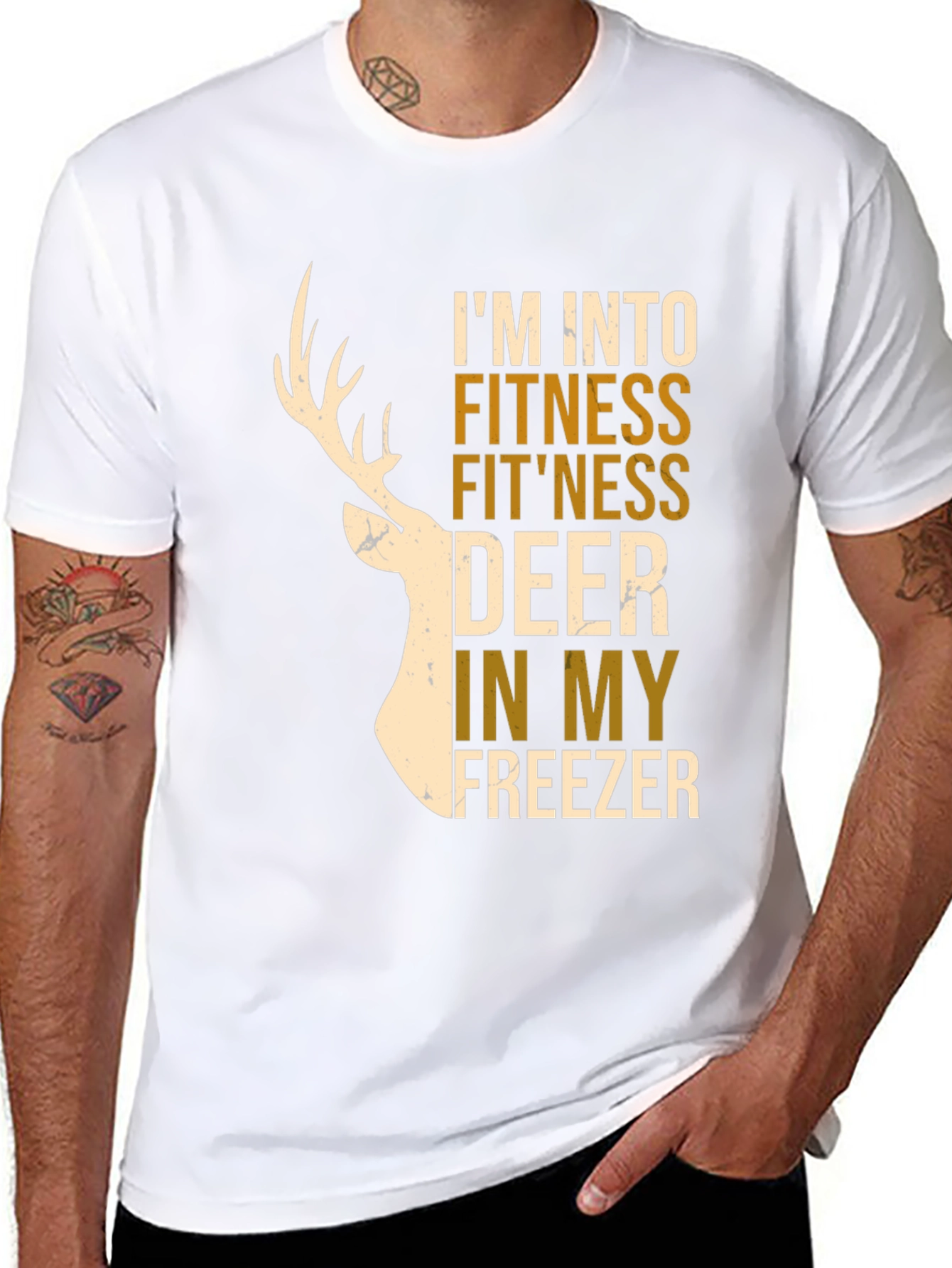 Fitness Deer Freezer Novelty Graphic T-Shirt