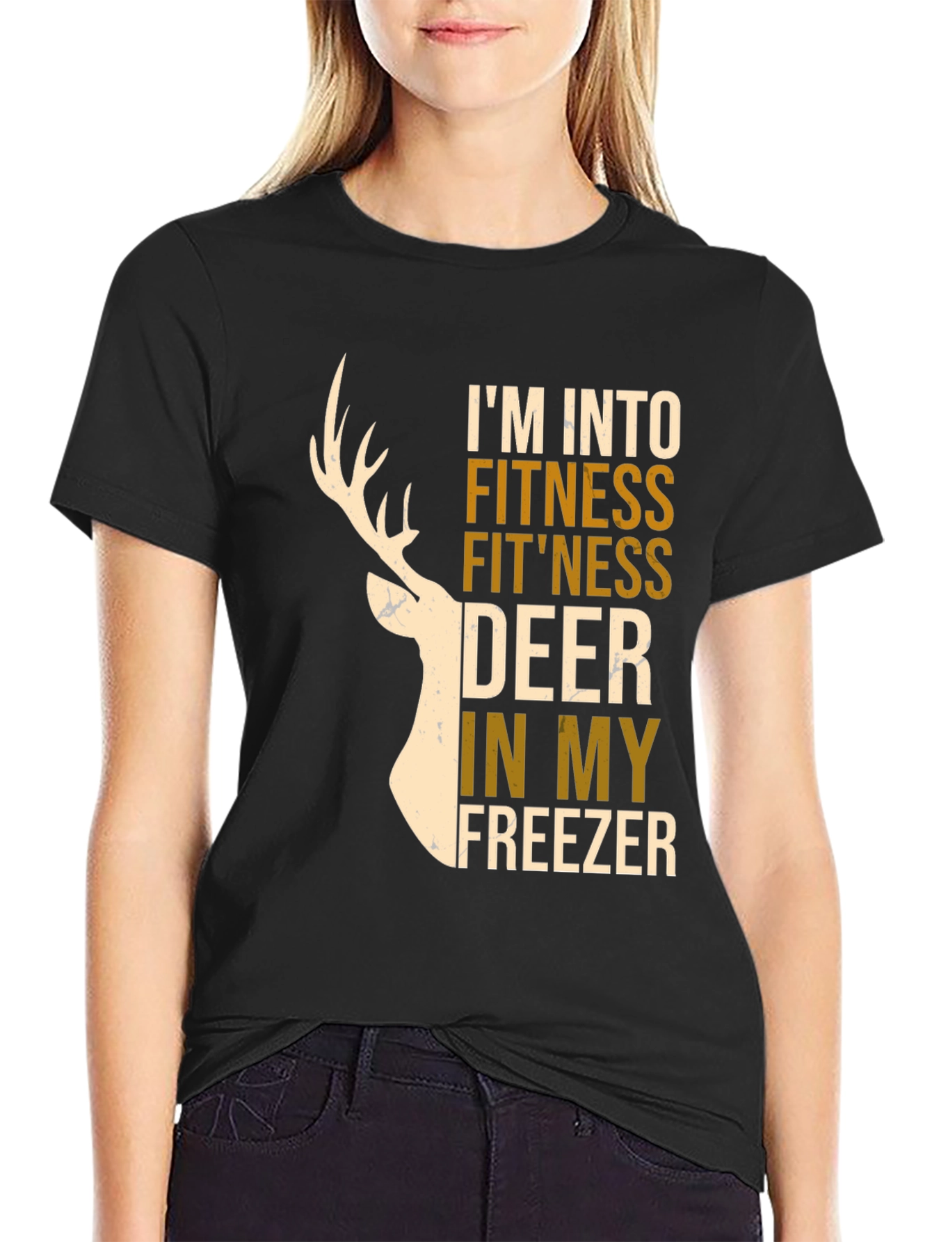 Fitness Deer Freezer Novelty Graphic T-Shirt