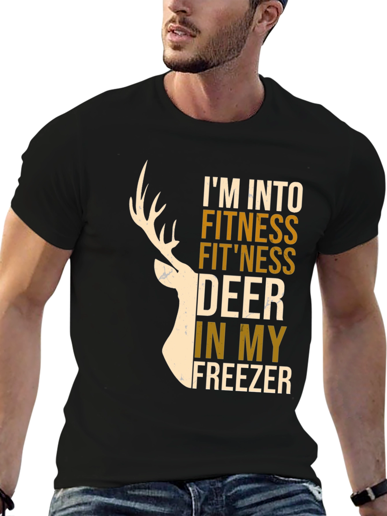 Fitness Deer Freezer Novelty Graphic T-Shirt