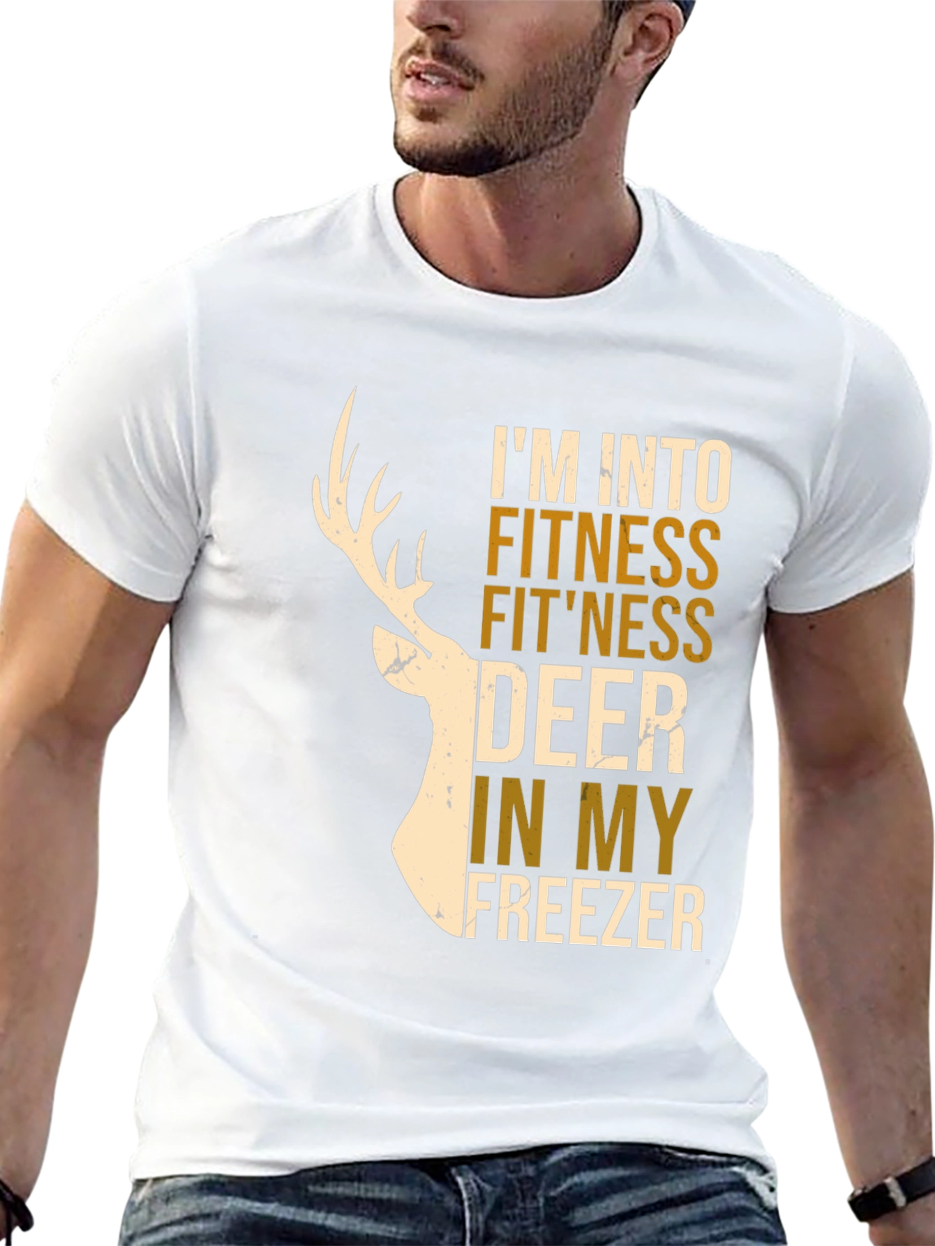 Fitness Deer Freezer Novelty Graphic T-Shirt