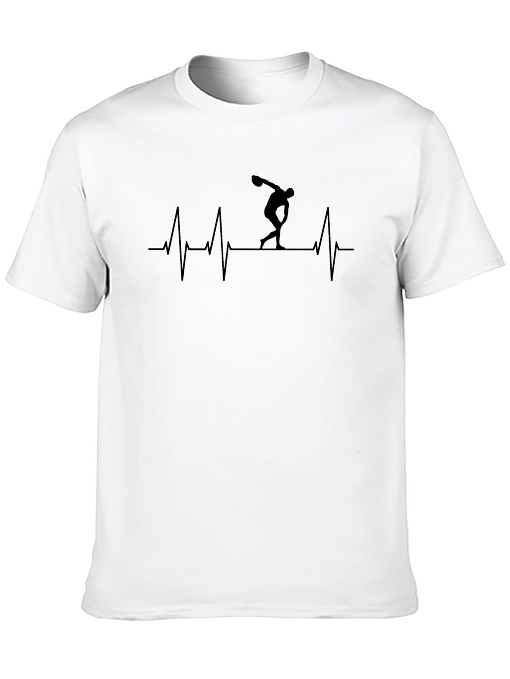 Discus Thrower Heartbeat Black T-Shirt