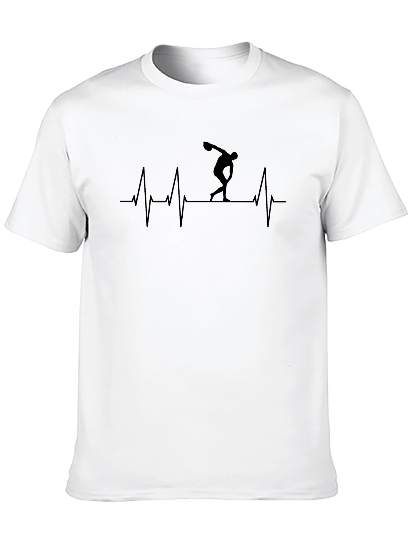 Discus Thrower Heartbeat Black T-Shirt