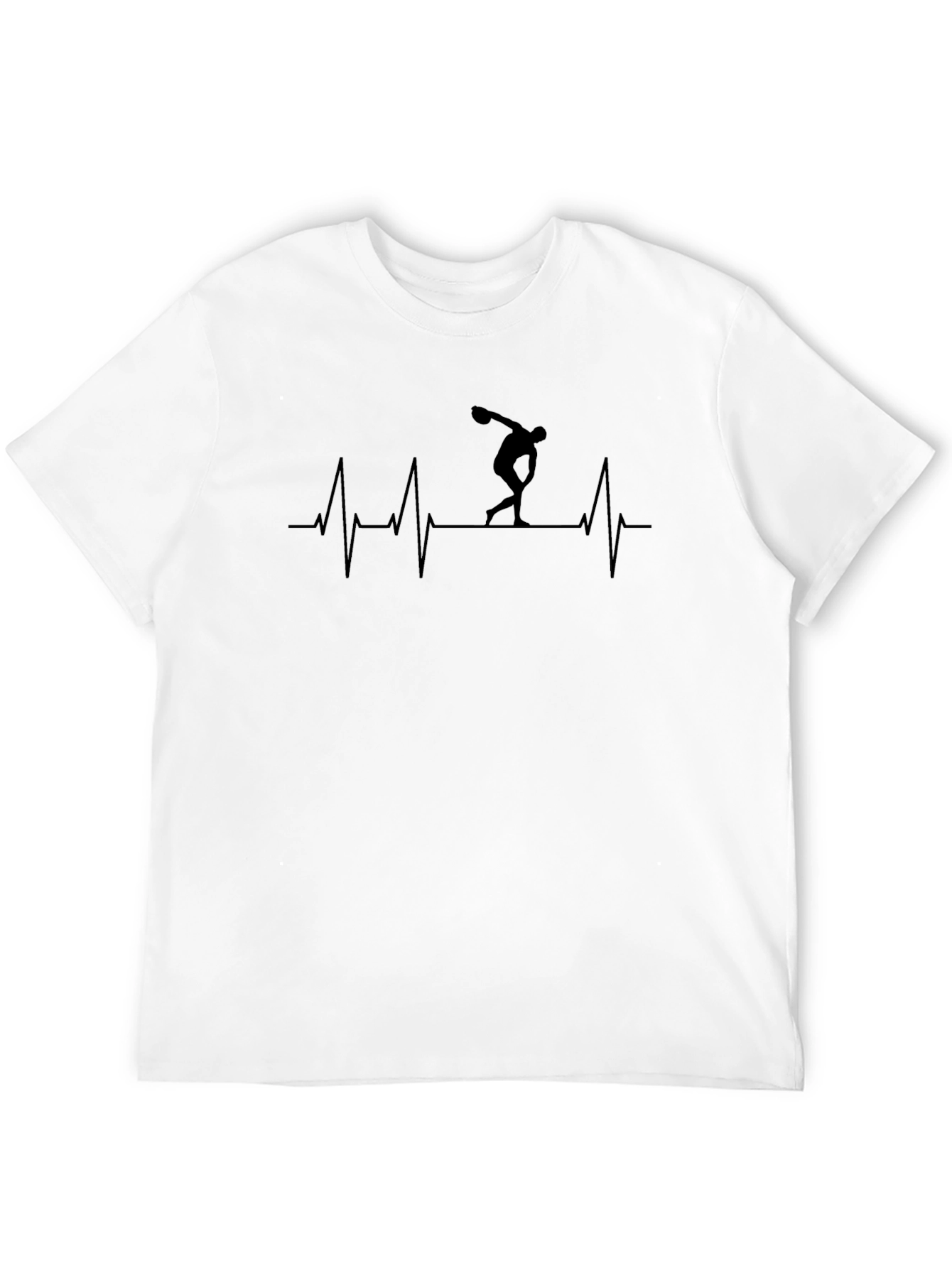 Discus Thrower Heartbeat Black T-Shirt