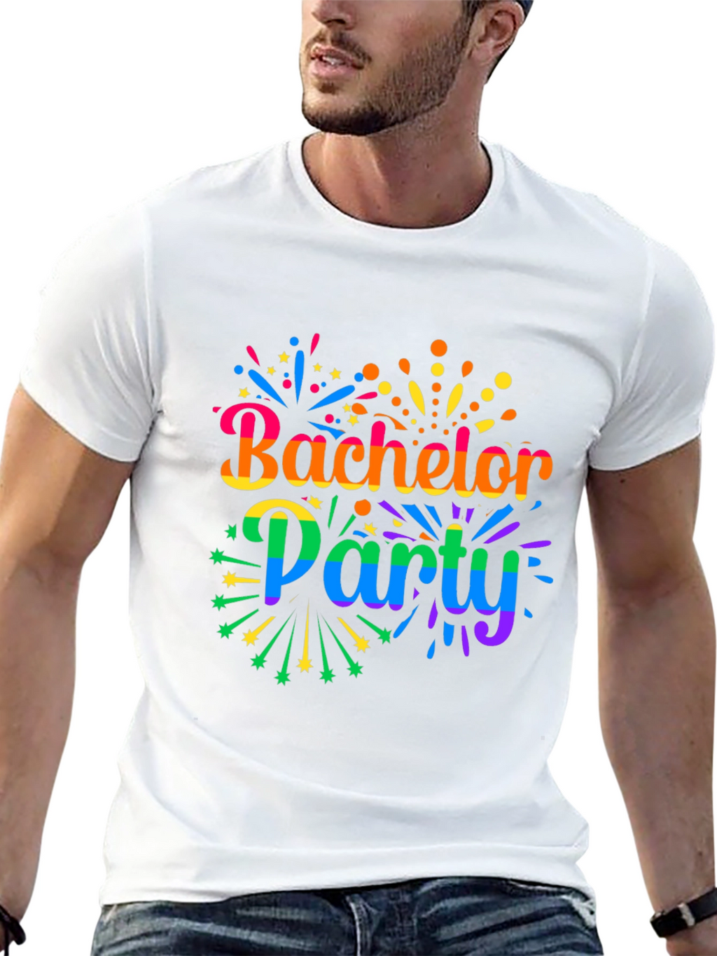 Bachelor Party Rainbow Graphic Tee