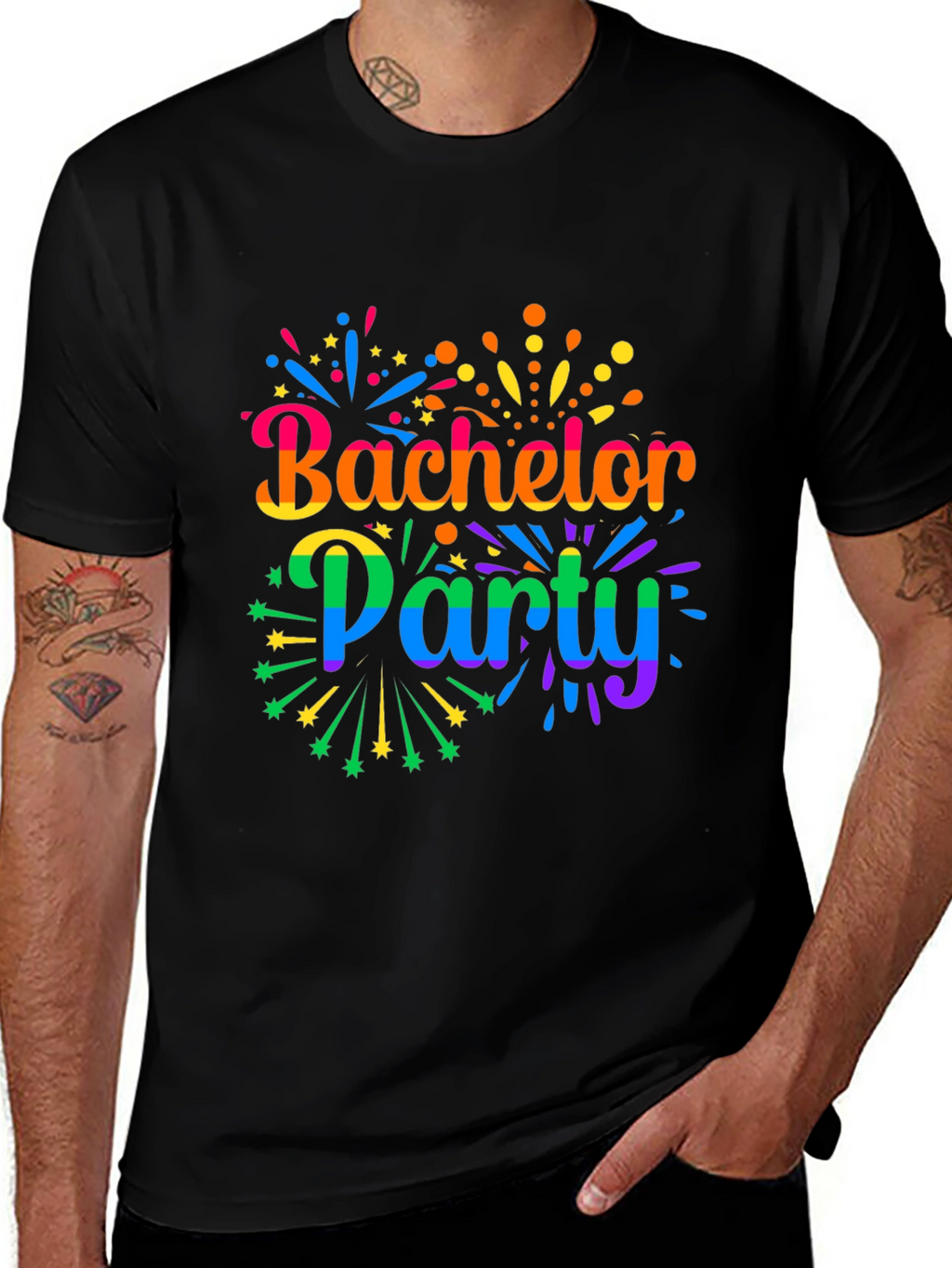 Bachelor Party Rainbow Graphic Tee