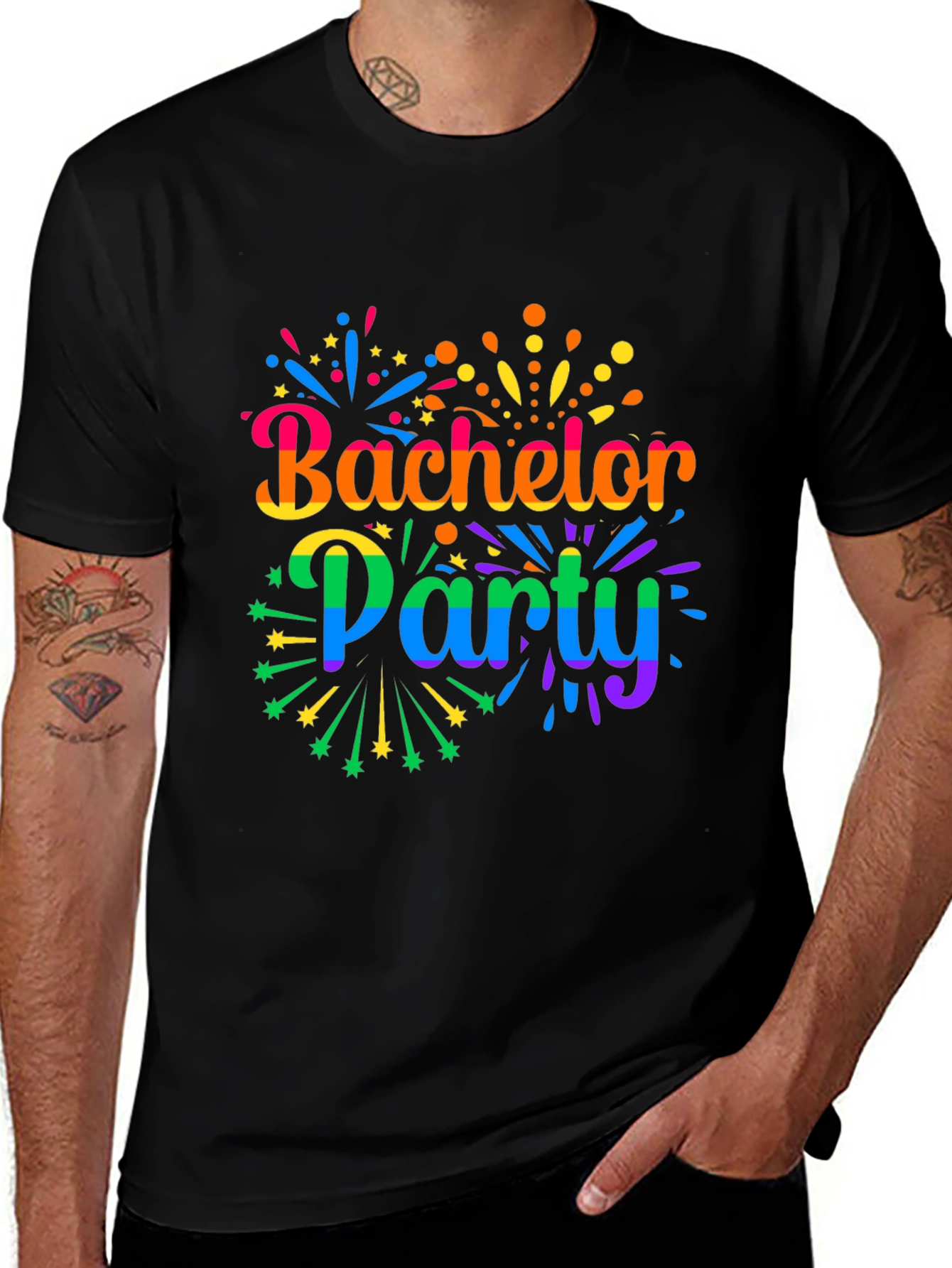 Bachelor Party Rainbow Graphic Tee