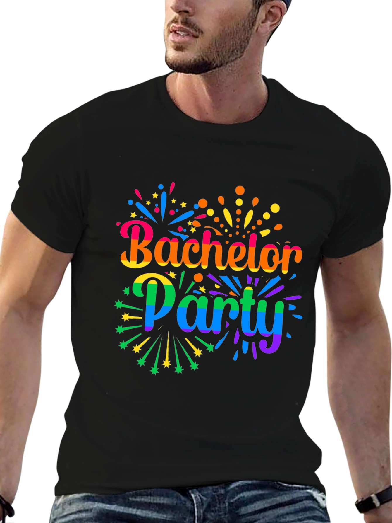 Bachelor Party Rainbow Graphic Tee