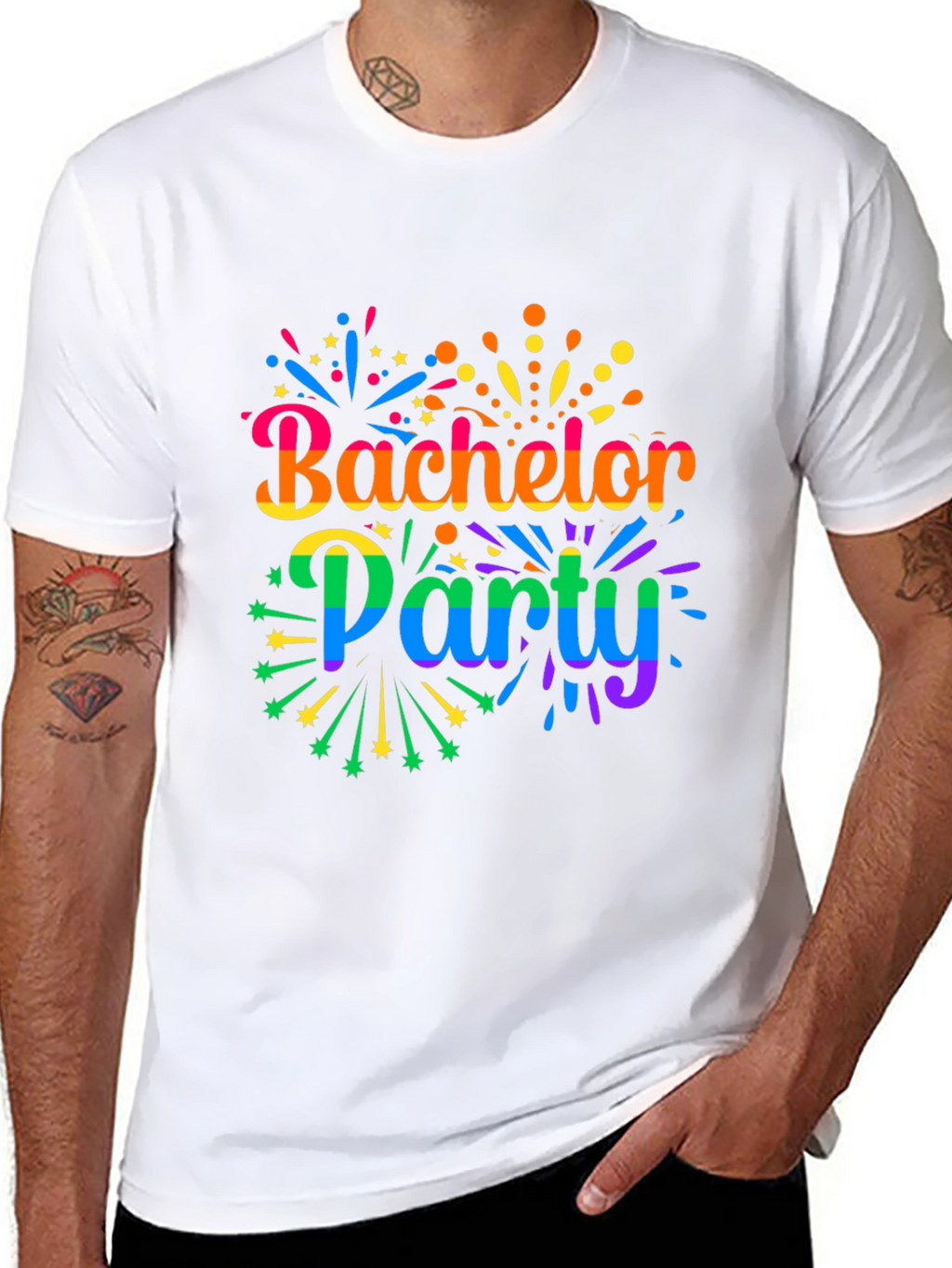 Bachelor Party Rainbow Graphic Tee