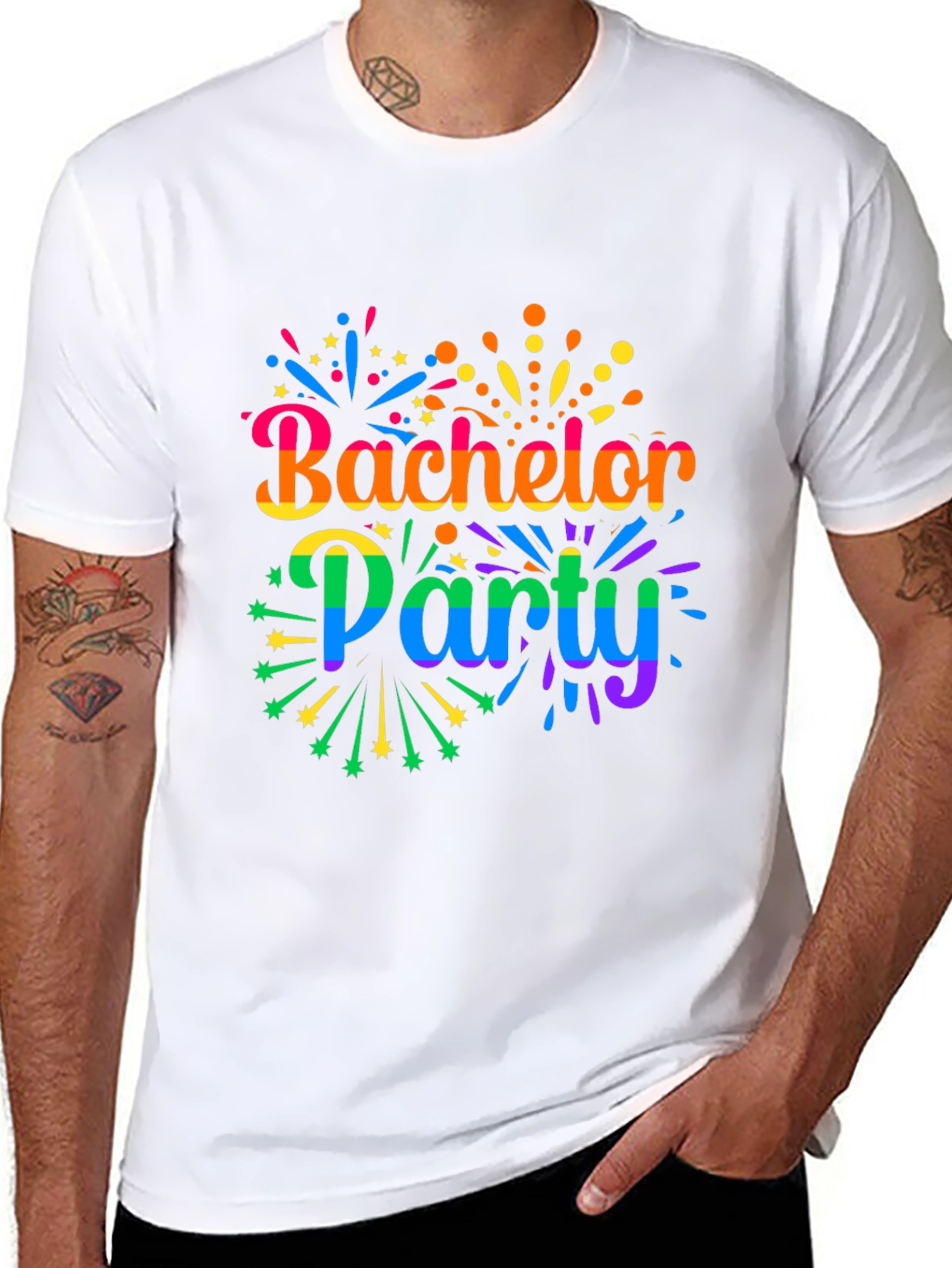 Bachelor Party Rainbow Graphic Tee