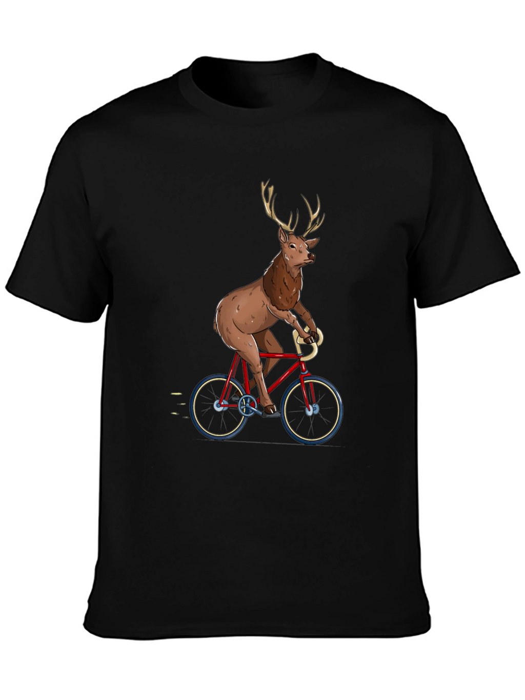 Deer on Bike Graphic Tee - Quirky Mens T-Shirt