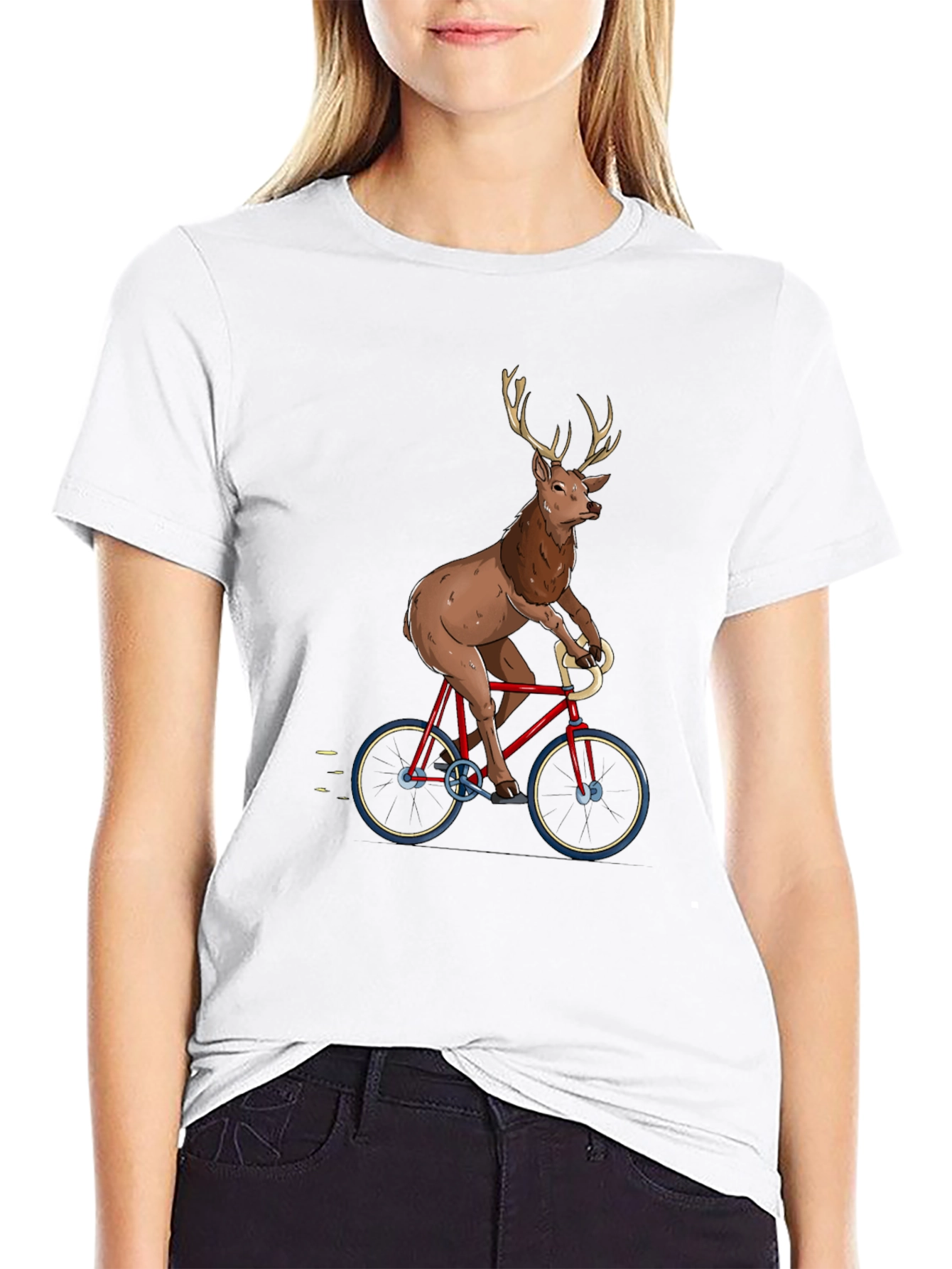 Deer on Bike Graphic Tee - Quirky Mens T-Shirt
