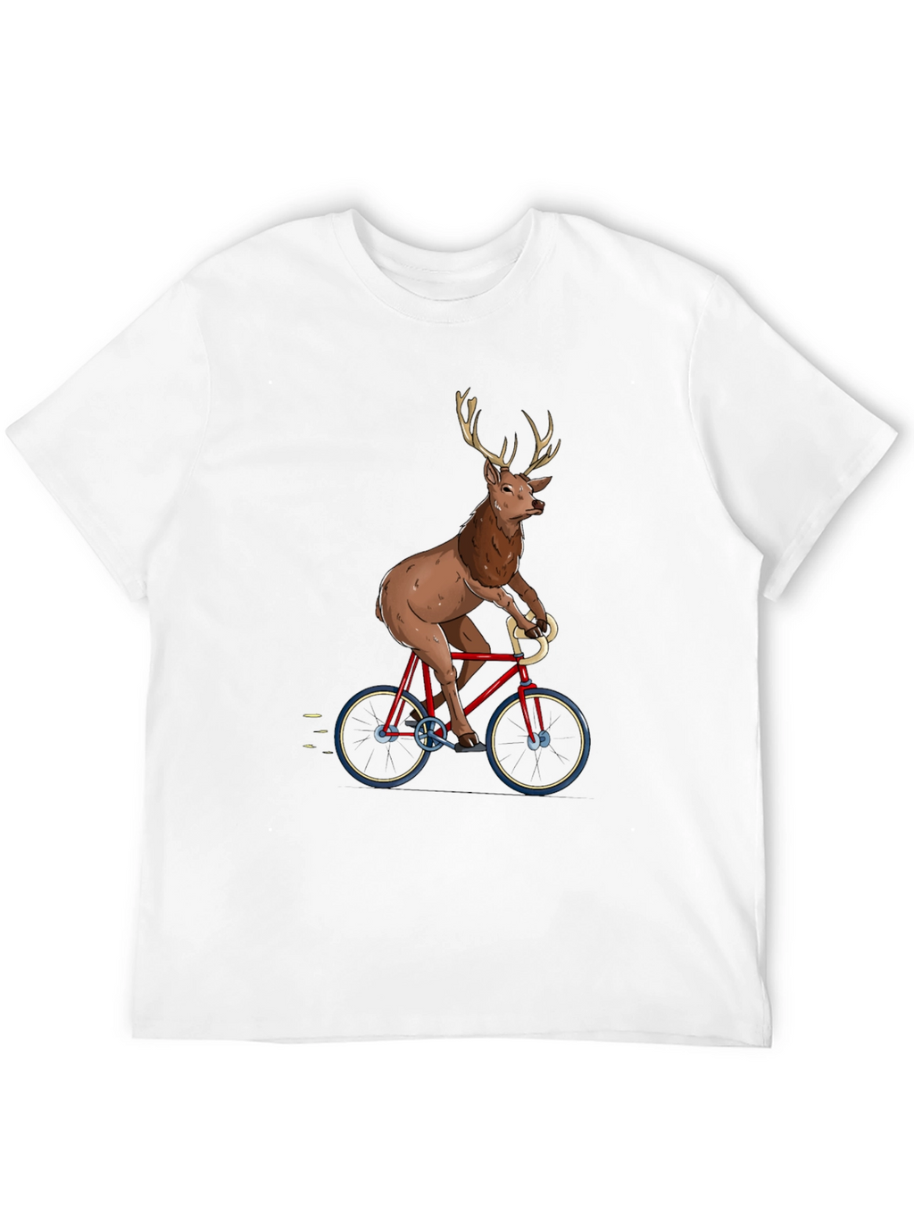 Deer on Bike Graphic Tee - Quirky Mens T-Shirt