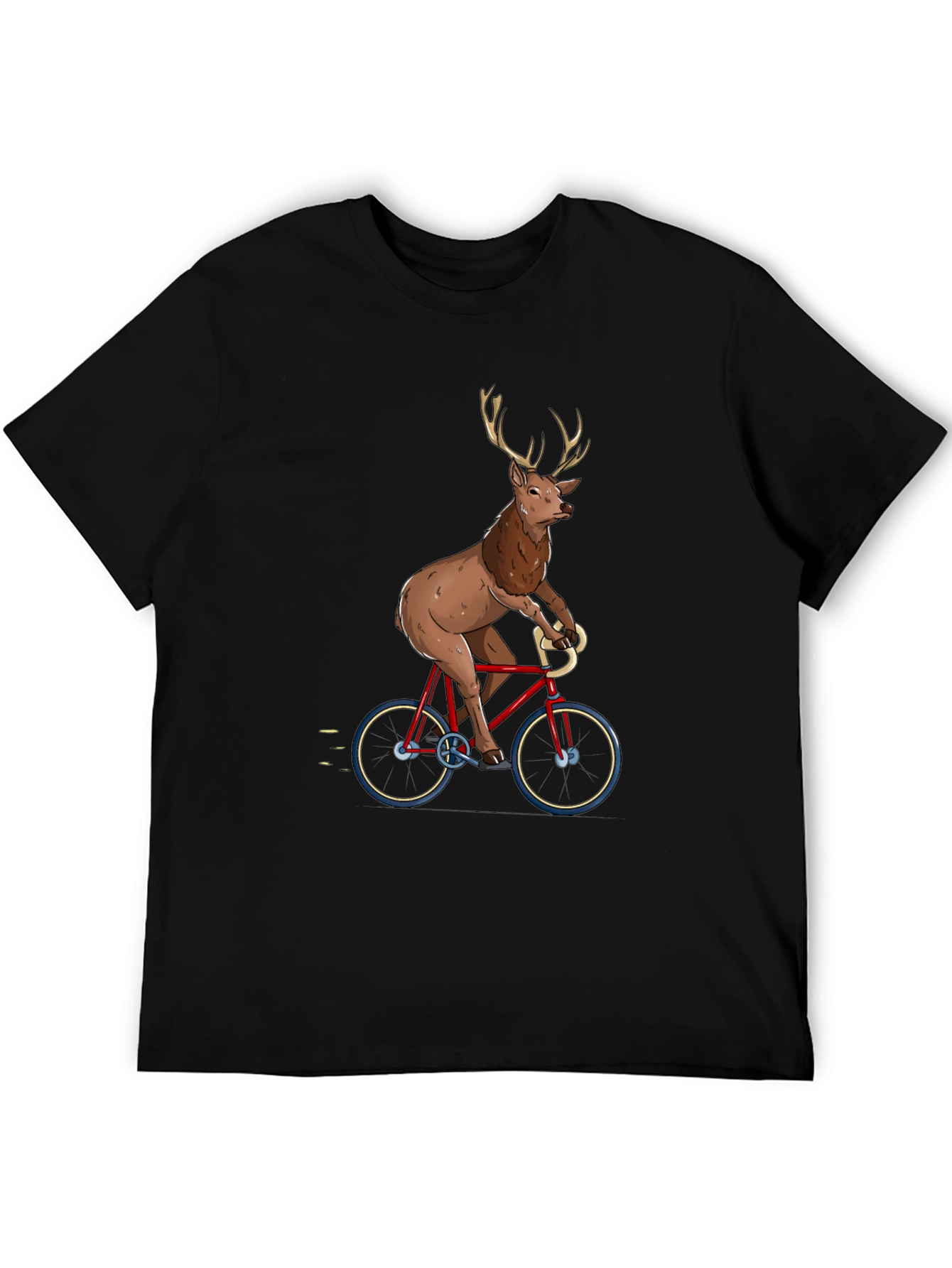 Deer on Bike Graphic Tee - Quirky Mens T-Shirt