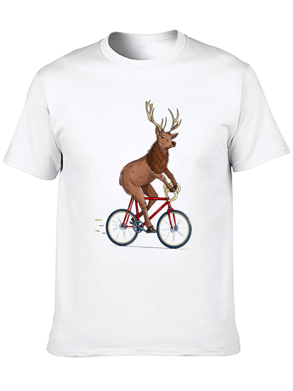 Deer on Bike Graphic Tee - Quirky Mens T-Shirt