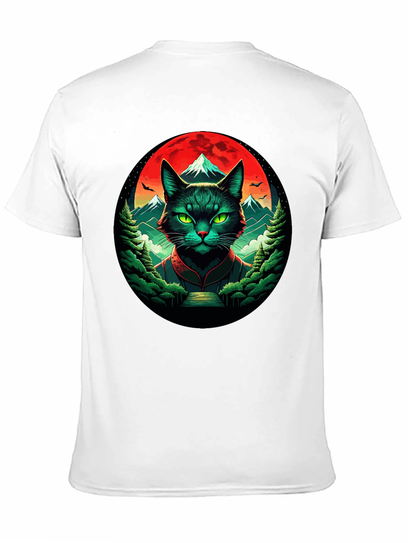 Epic Cat T-Shirt: Feline Samurai Moon Design
