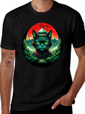 Epic Cat T-Shirt: Feline Samurai Moon Design