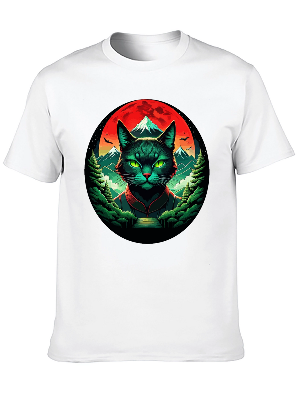 Epic Cat T-Shirt: Feline Samurai Moon Design