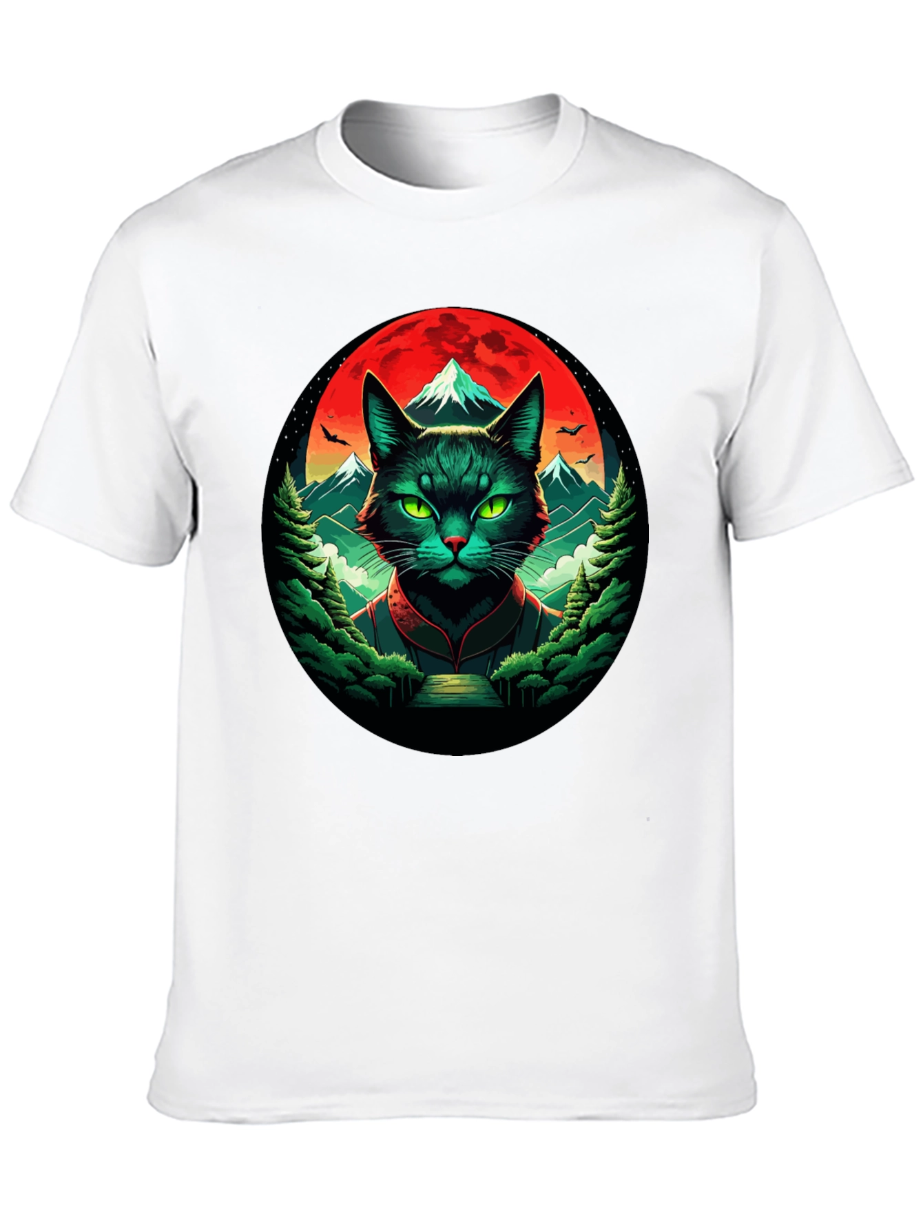 Epic Cat T-Shirt: Feline Samurai Moon Design