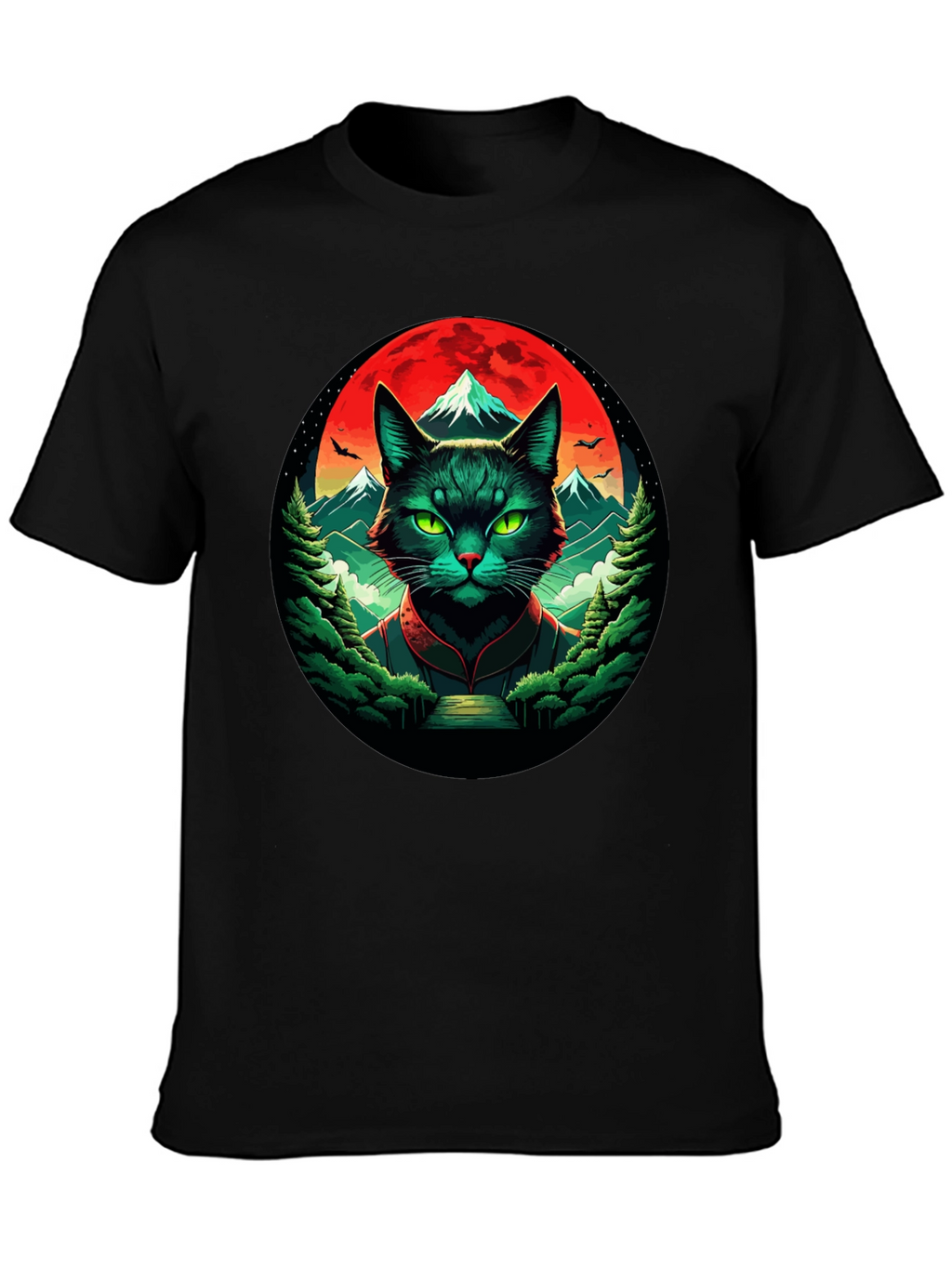 Epic Cat T-Shirt: Feline Samurai Moon Design