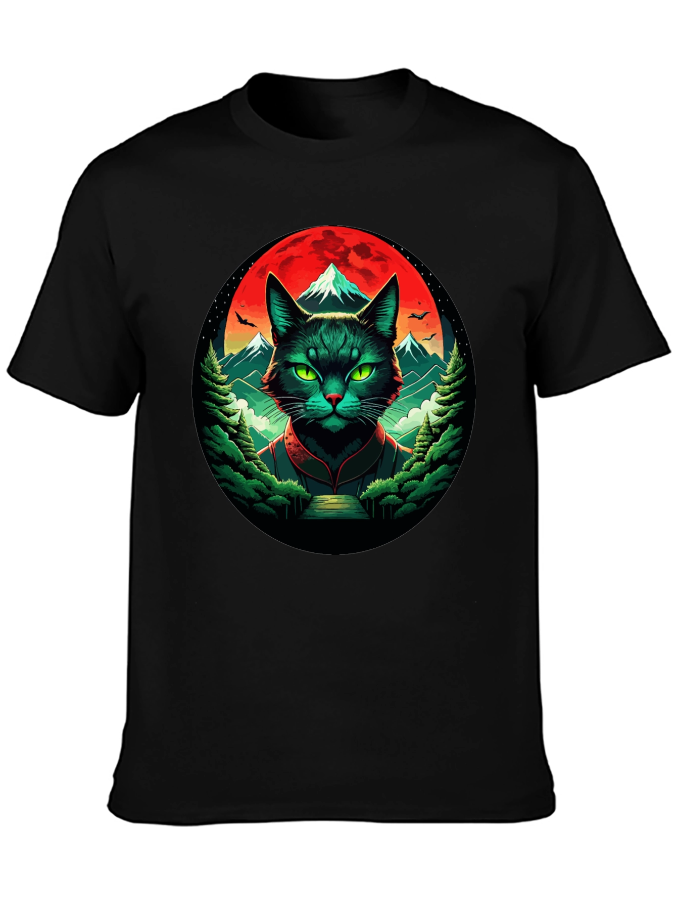 Epic Cat T-Shirt: Feline Samurai Moon Design