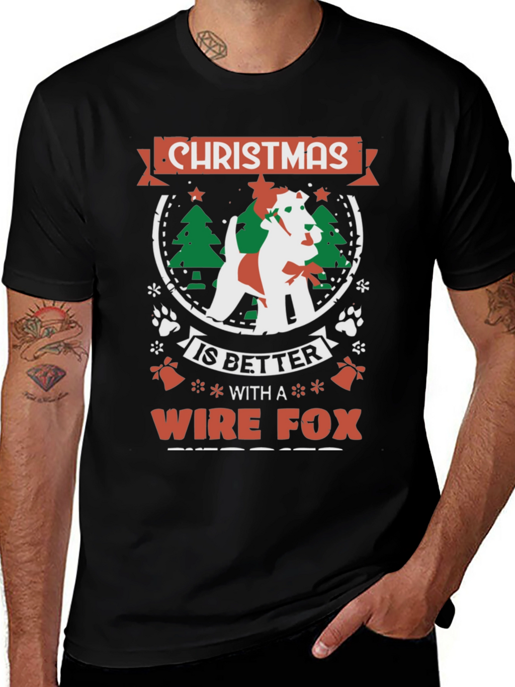 Christmas Wire Fox Terrier Dog T-Shirt