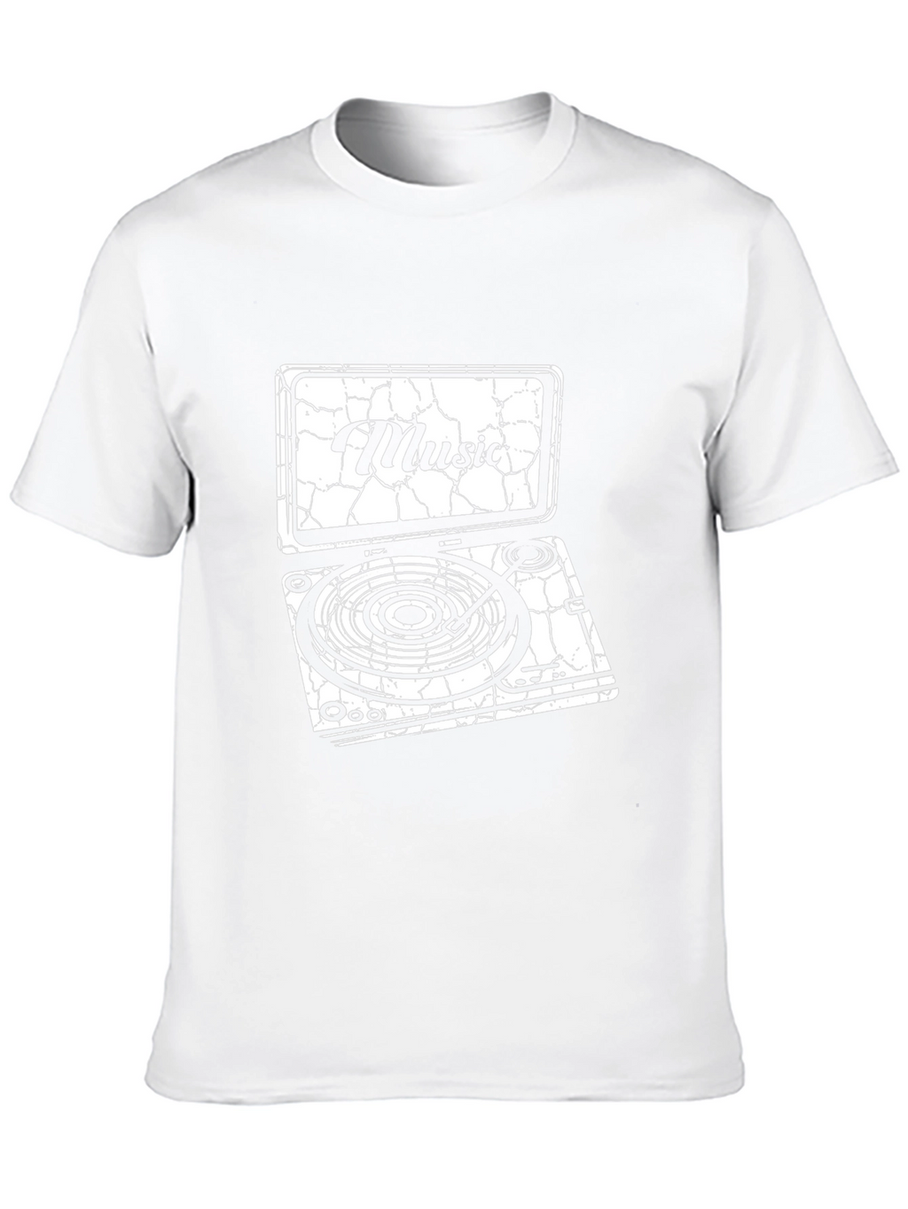 Cracked Music Turntable Graphic Black T-Shirt