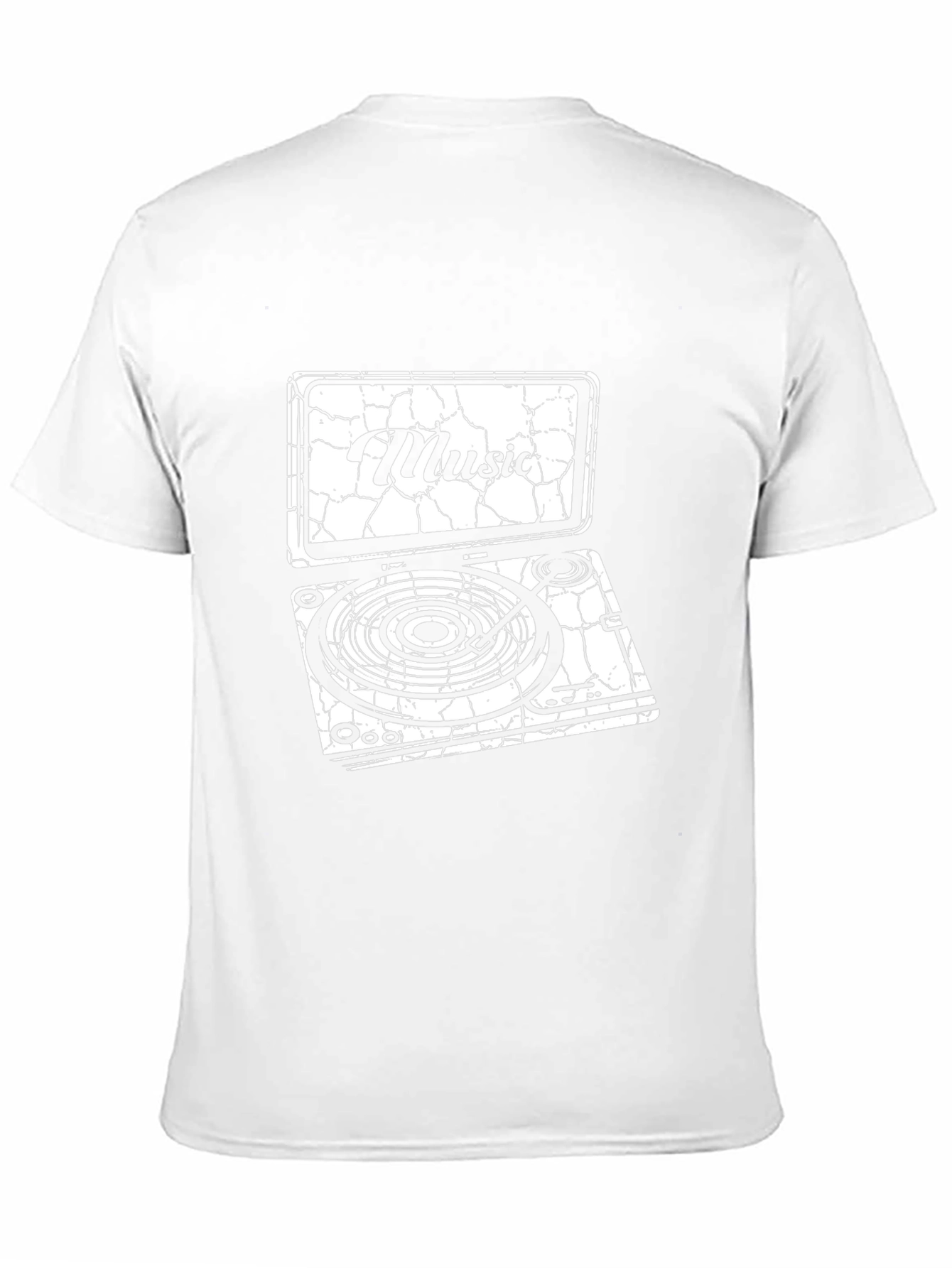 Cracked Music Turntable Graphic Black T-Shirt